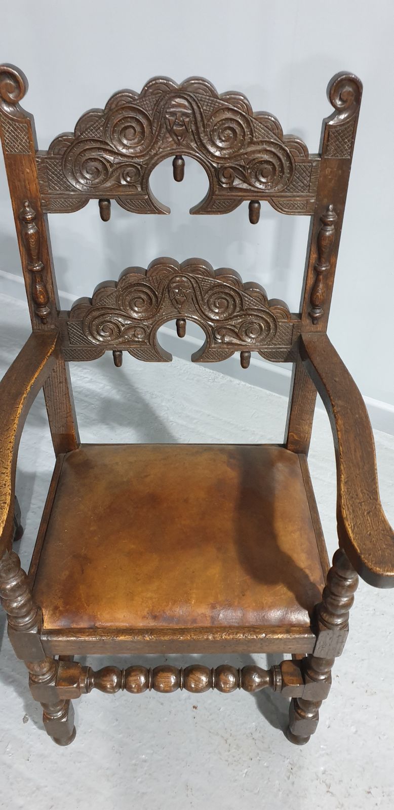 Lovely Pair Carver Hall Chairs photo for sale