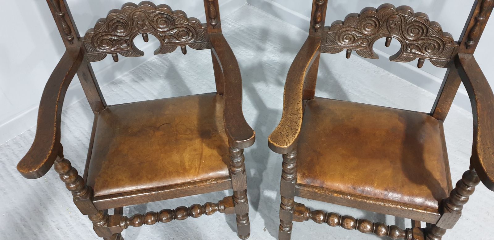 Lovely Pair Carver Hall Chairs photo Furniture