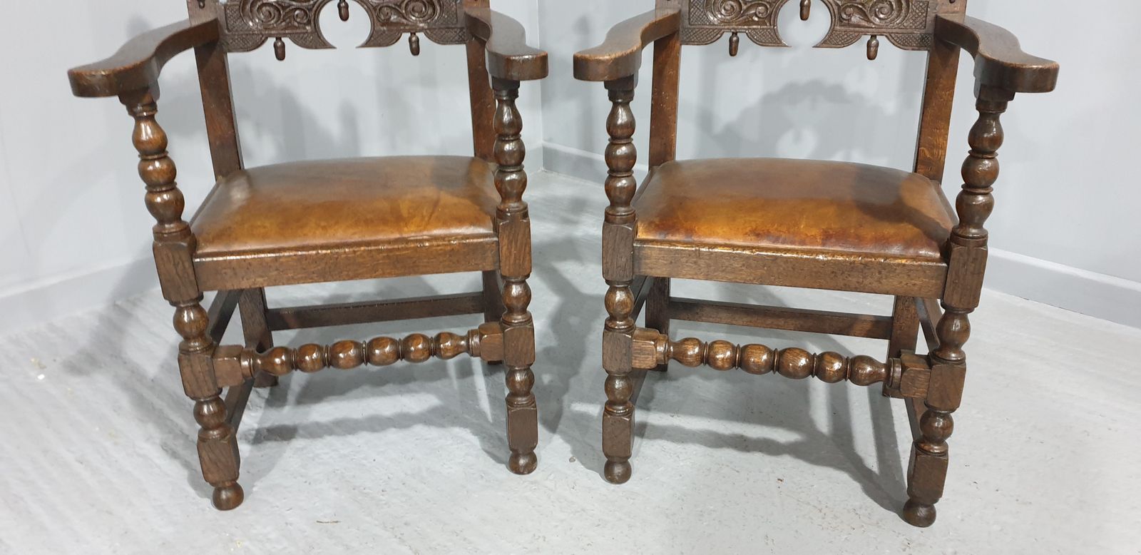 Lovely Pair Carver Hall Chairs photo 595.0
