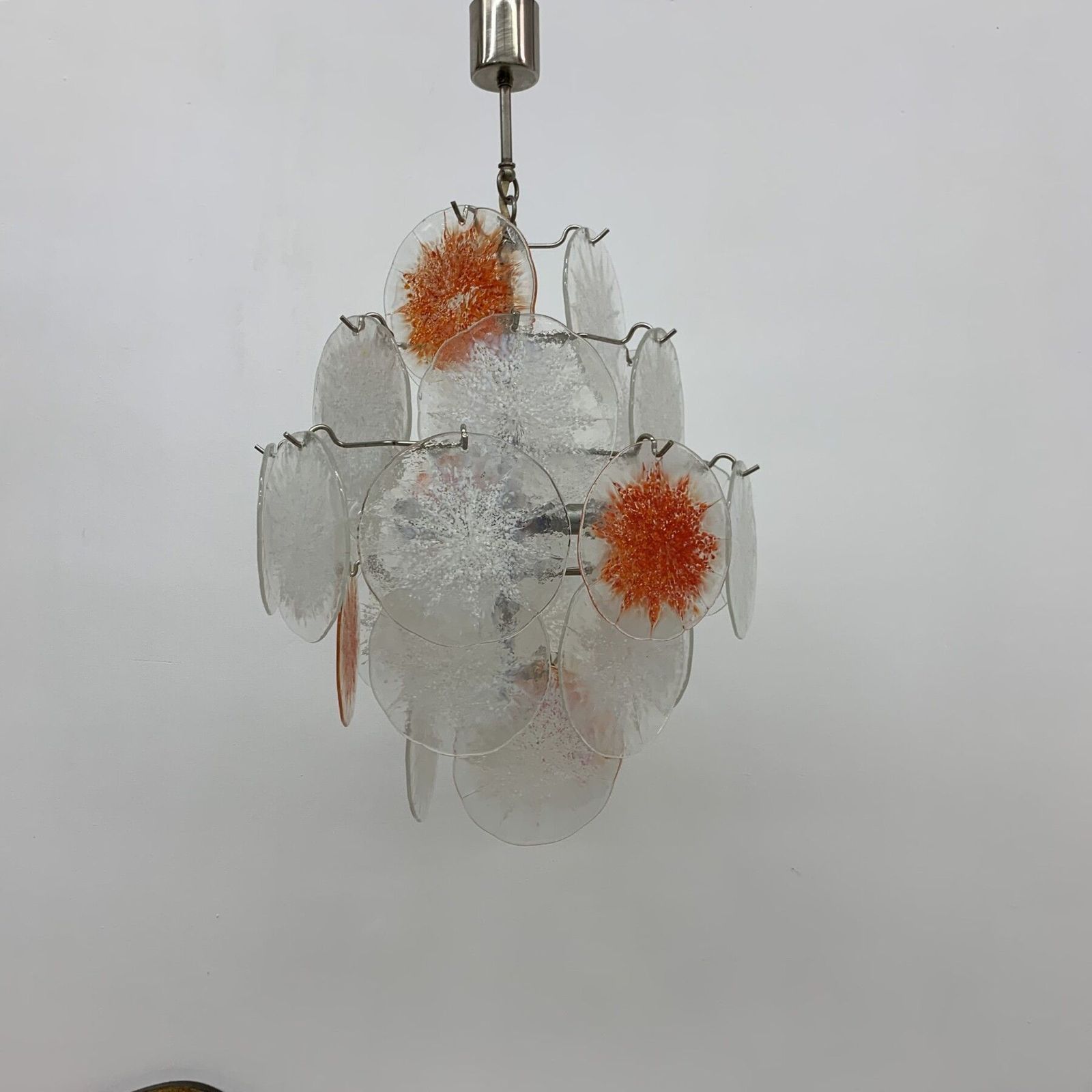 Mid Century Design Glazen Schijflamp Van Vistosi, Jaren 1970