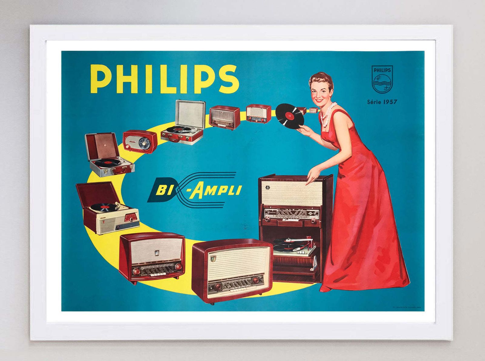 Philips   Bi Ampli Radio Original Vintage Poster photo for sale