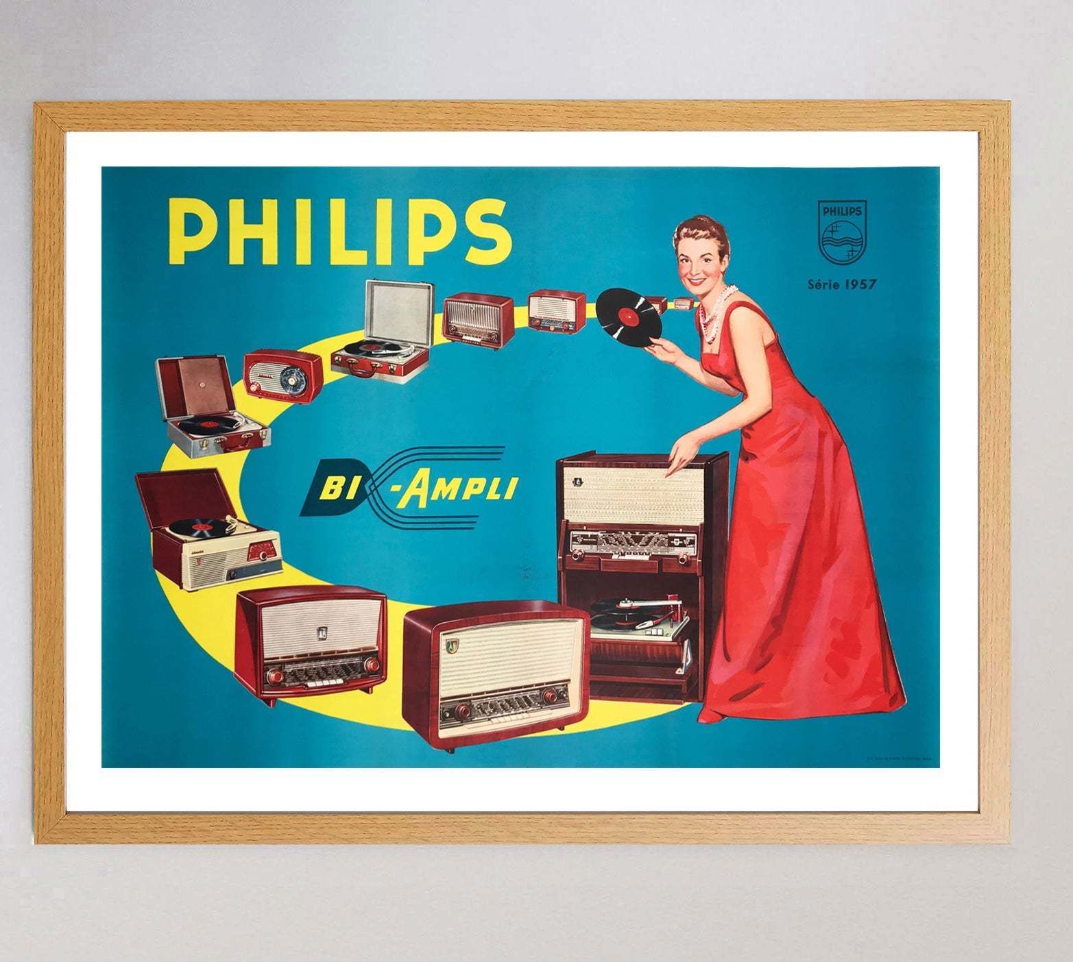 Philips   Bi Ampli Radio Original Vintage Poster photo Art