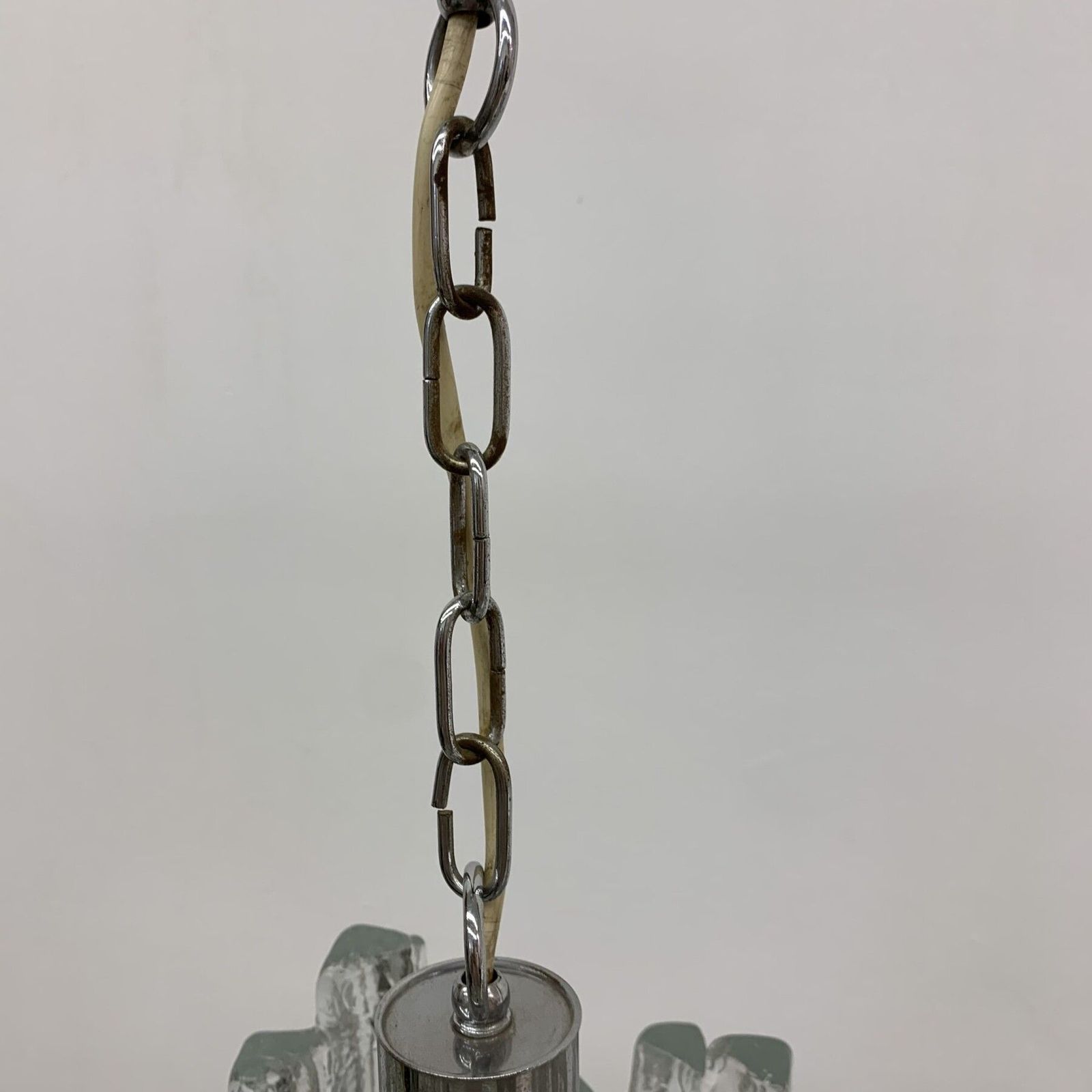 Hanging Lamp In Frosted Ice Glass By J. T. Kalmar For Kalmar Franken Kg, 1960s photo vintage