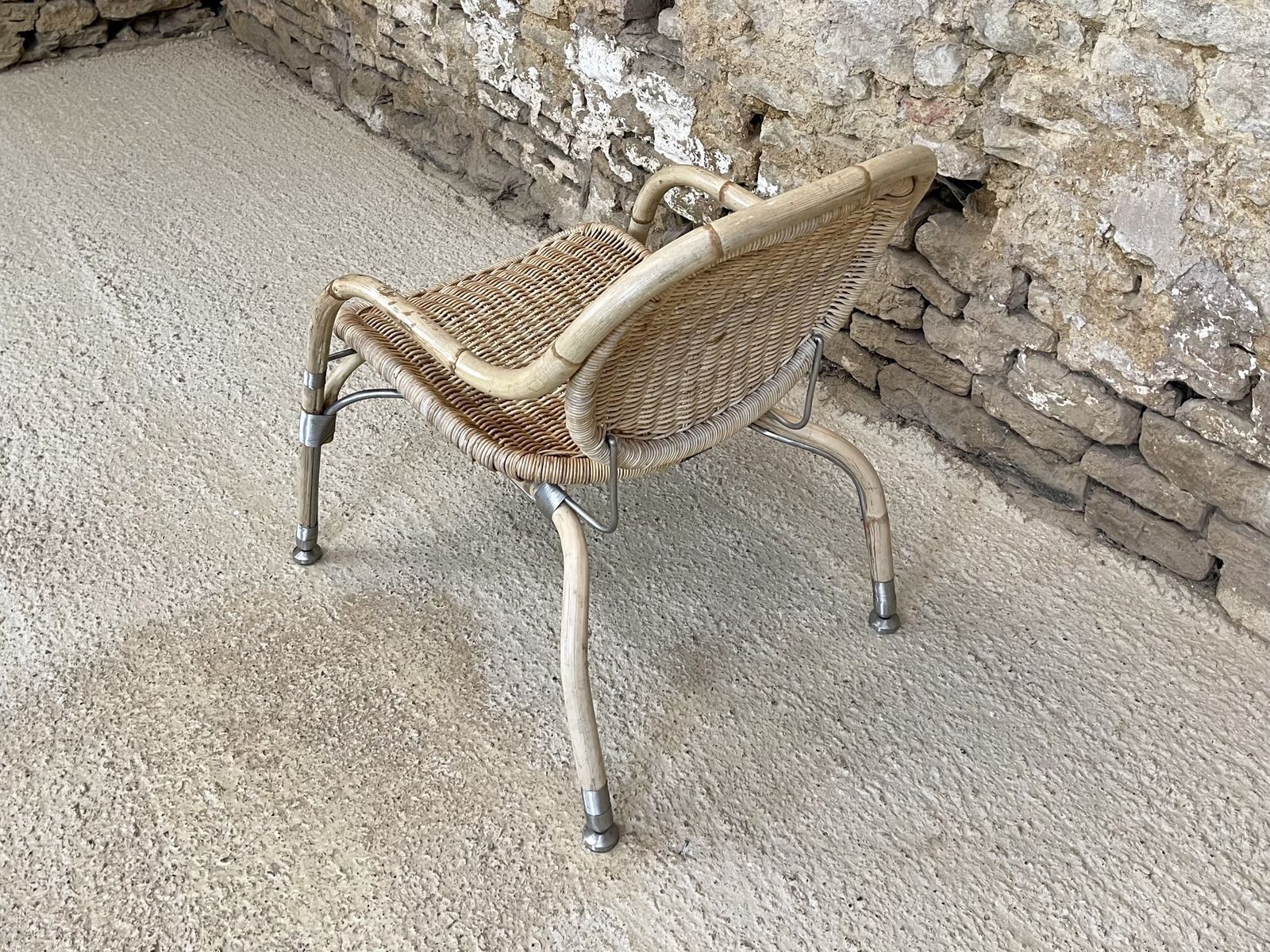 Vintage Ikea Garden Patio Chair Mats Theselius Rattan And Steel Armchair Bedroom Occasional Accent Chair photo vintage