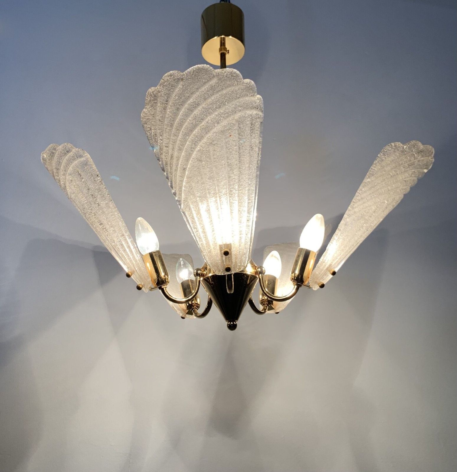 Italian Murano Glass Chandelier Hollywood Regency Design , 1970’s photo vintage
