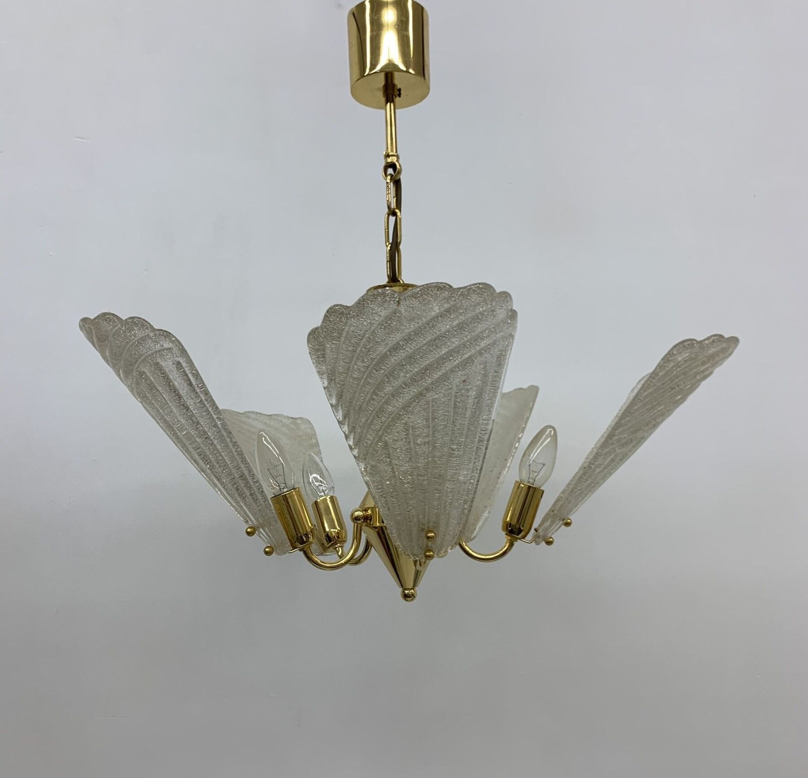 Lighting Italian Murano Glass Chandelier Hollywood Regency Design , 1970’s photo