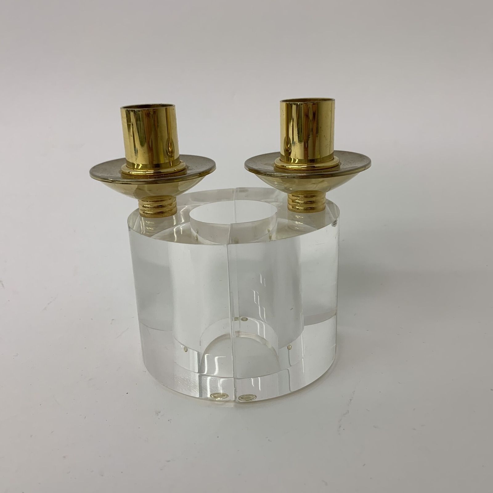 Set Van 2 Lucite Kandelaars, Ca. Jaren 1970 photo vintage