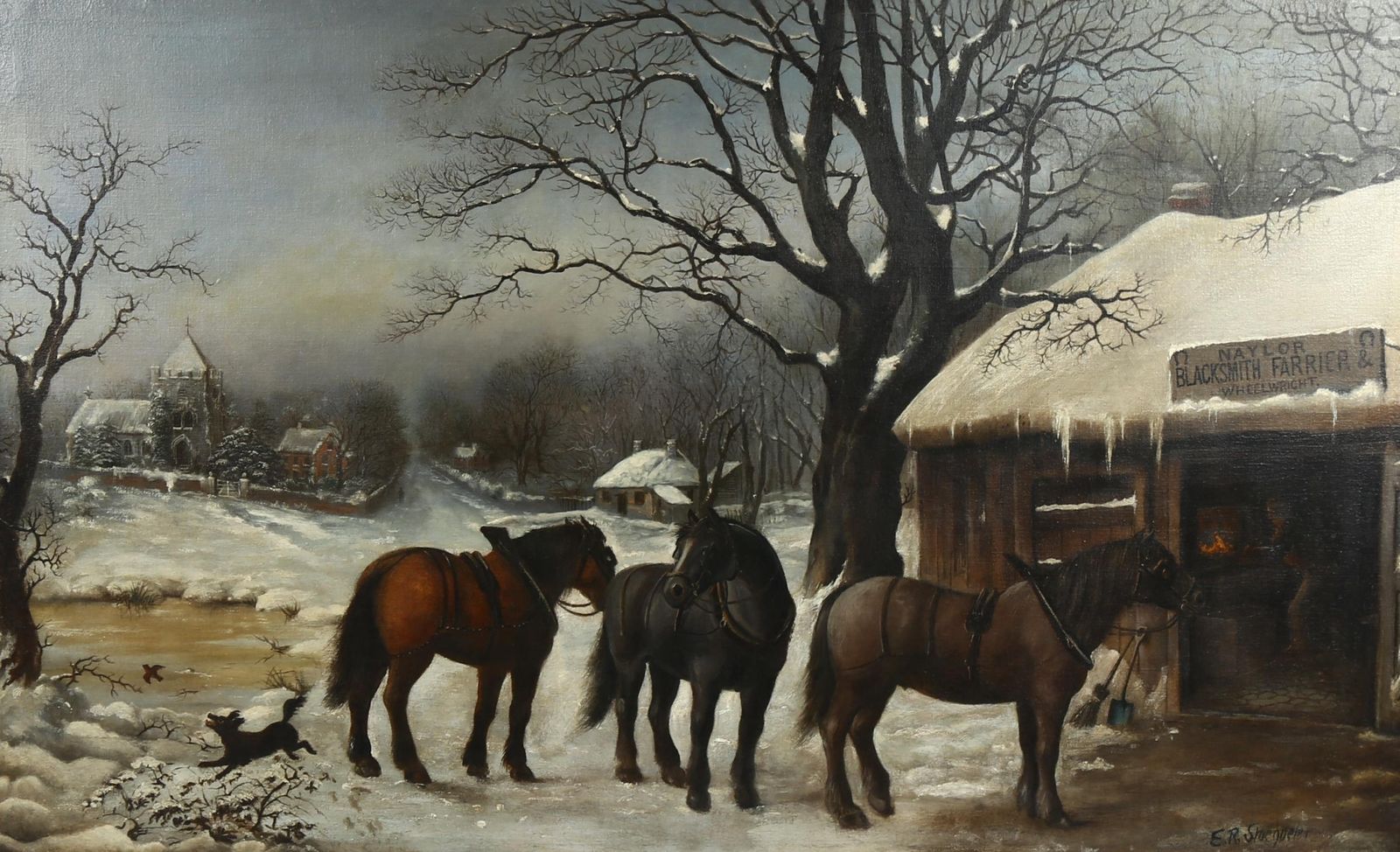 "Blacksmith".  Oil Painting By Edwin Roper Stocqueler (Australian   1829   1895)