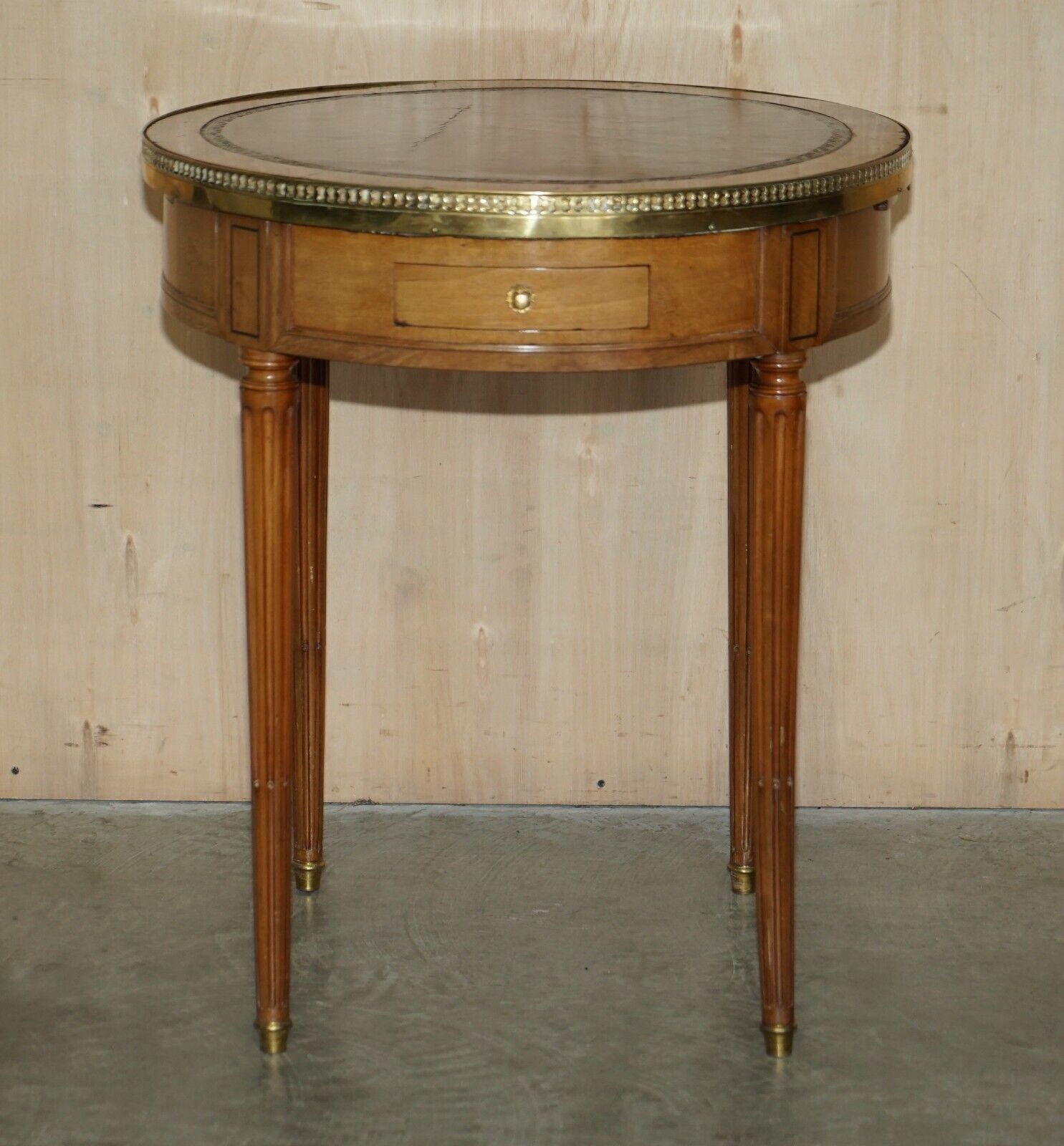 Restored Antique Napoleon III Occasional Table Brown Leather Top Butlers Trays photo for sale