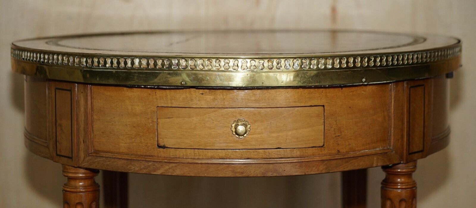 Restored Antique Napoleon III Occasional Table Brown Leather Top Butlers Trays photo Furniture