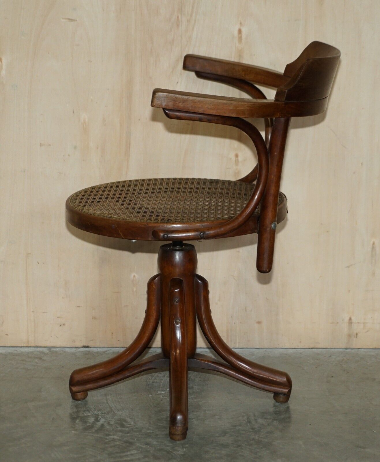 1500.0 Original Antique Thonet Swivel Bergere Desk Captains Armchair Model Number 3 photo