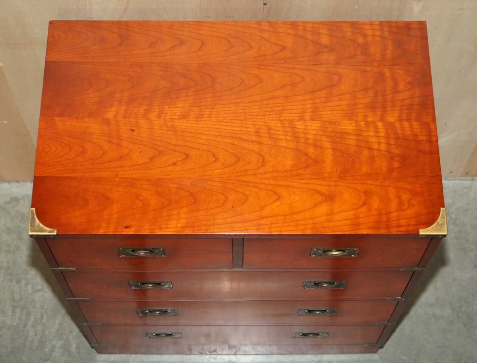 Lovely Vintage Rich Golden Brown Oak Military Campaign Chest Of Drawers photo vinterior