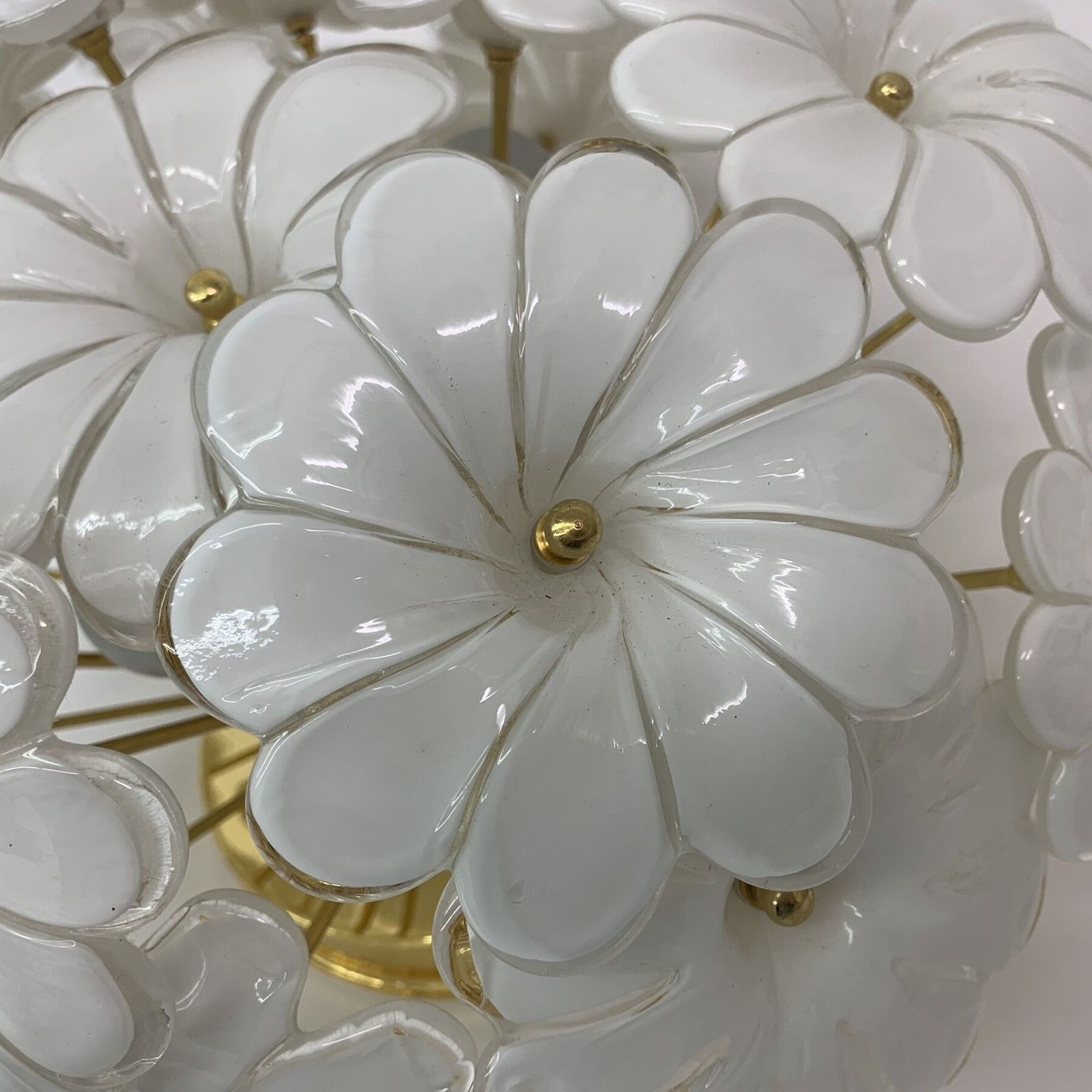 Murano Glazen Bloem Plafondlamp, Italiaans, Jaren 1970 photo Verlichting