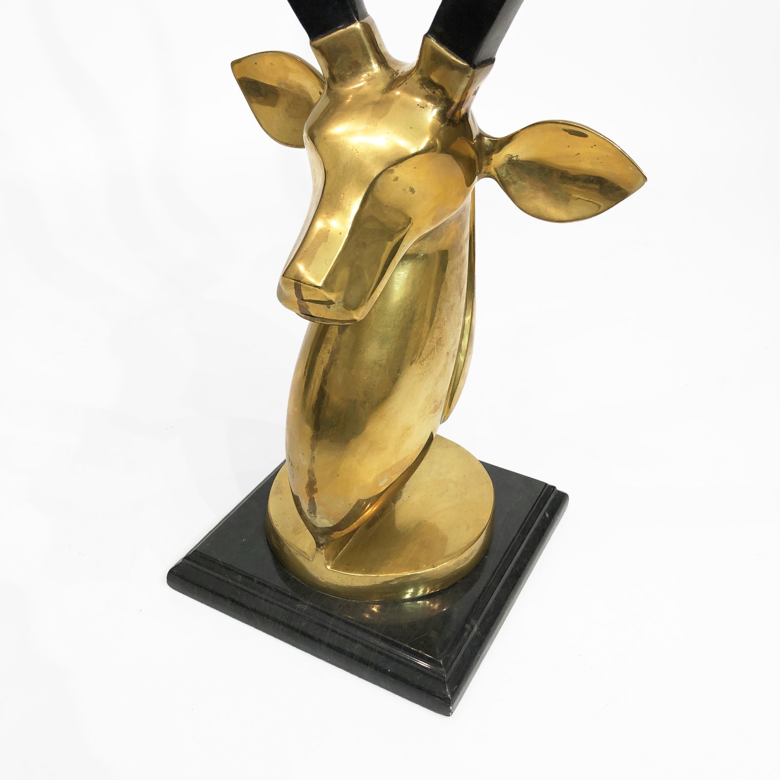 Brass Antelope Head Sculpture 1970s Kudu Hollywood Regency Karl Springer Horns photo vinterior