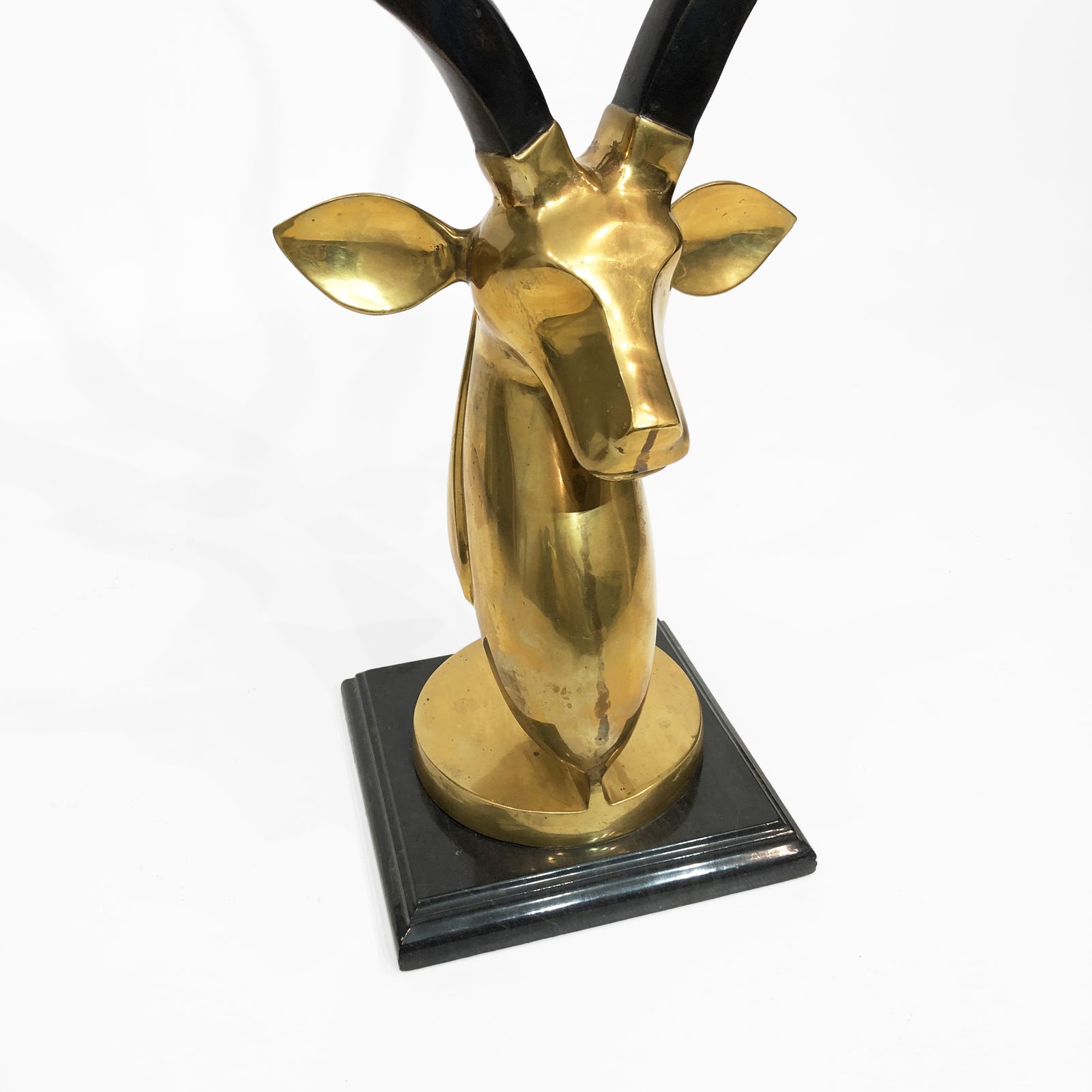 Art Brass Antelope Head Sculpture 1970s Kudu Hollywood Regency Karl Springer Horns photo