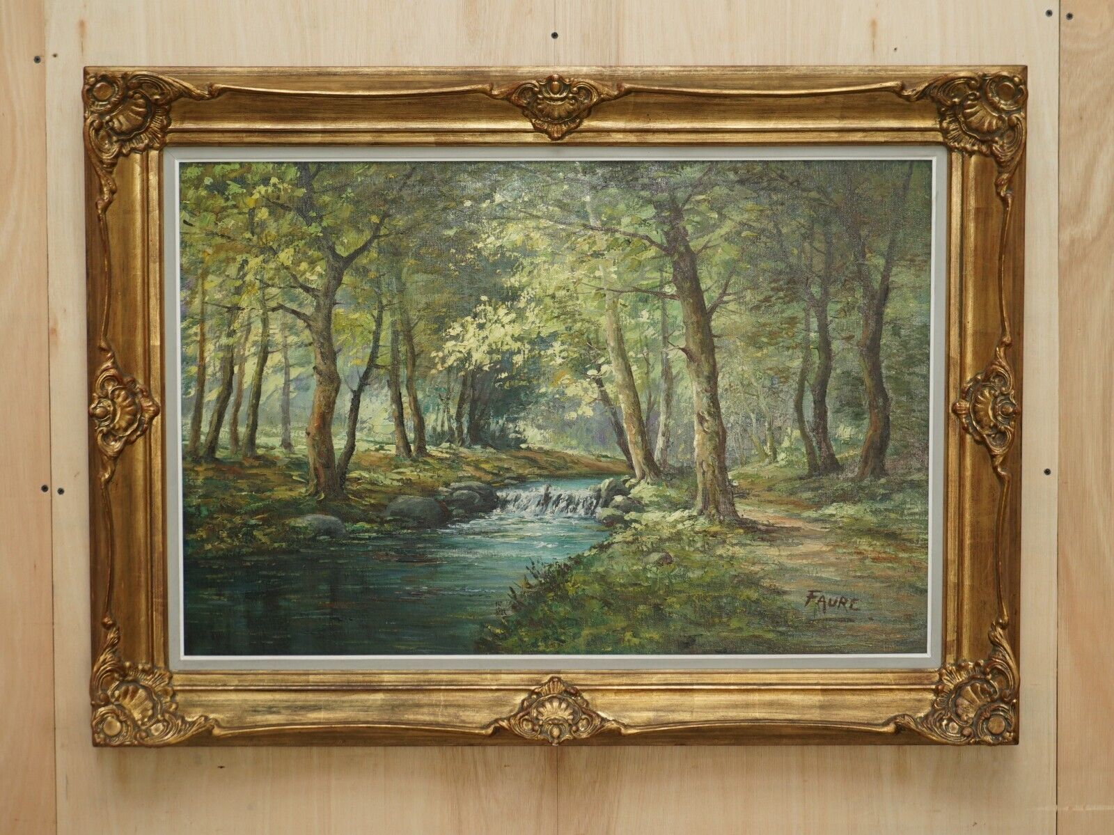 Antique Flemish Oil Painting Signed Faure Van Overbroek Circa 1880 Rural Scene