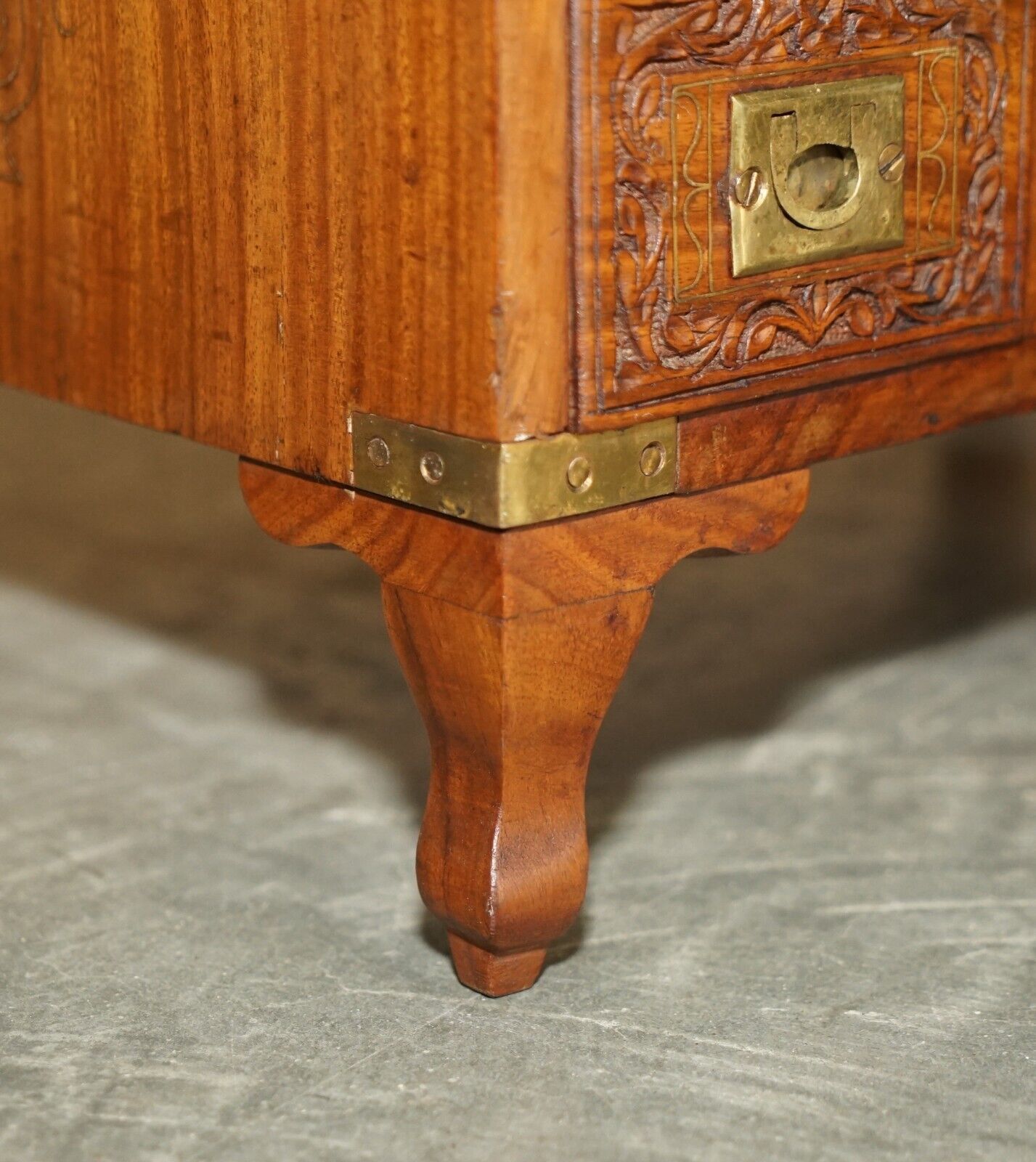 Small Antique Anglo Indian Military Campaign Brass Side Table Tea Chest Drawers photo 1250.0