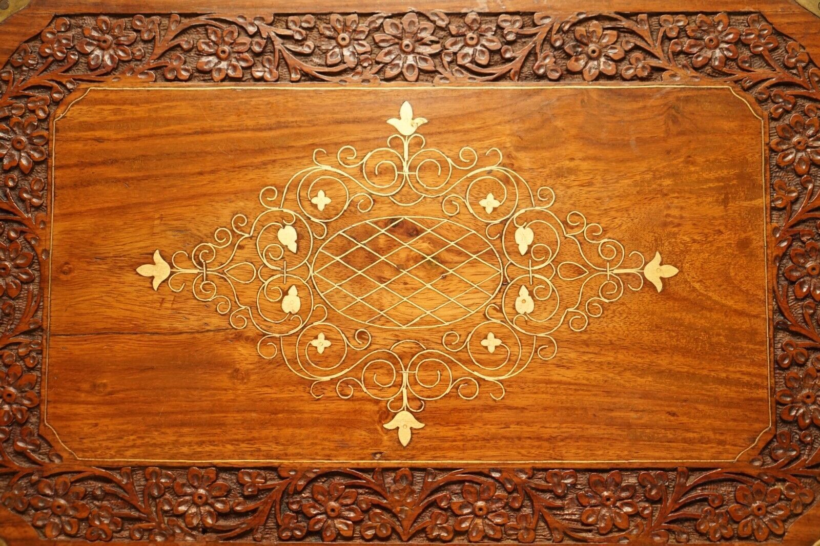 Small Antique Anglo Indian Military Campaign Brass Side Table Tea Chest Drawers photo buy