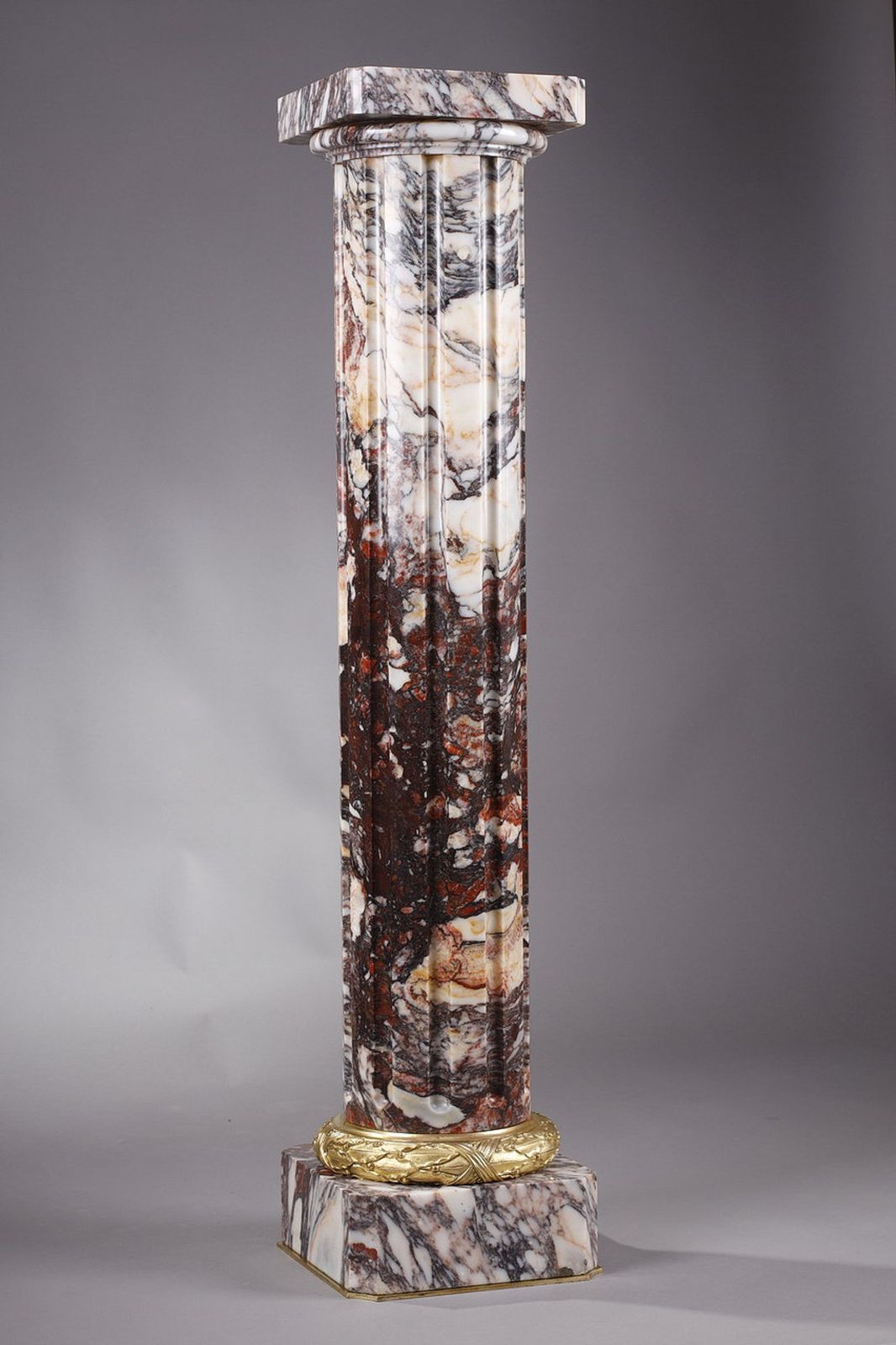 Arlequin Breche" Marble Column With Fluted Shaft, 19th Century photo furniture