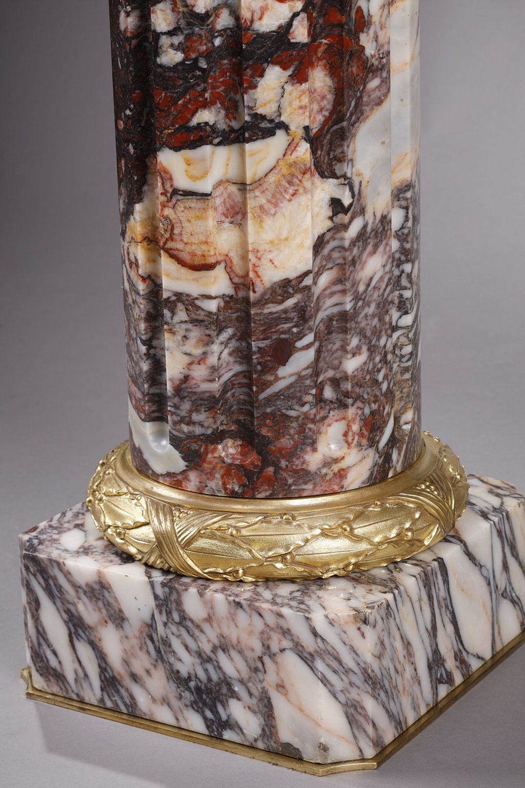 photo buy Arlequin Breche" Marble Column With Fluted Shaft, 19th Century