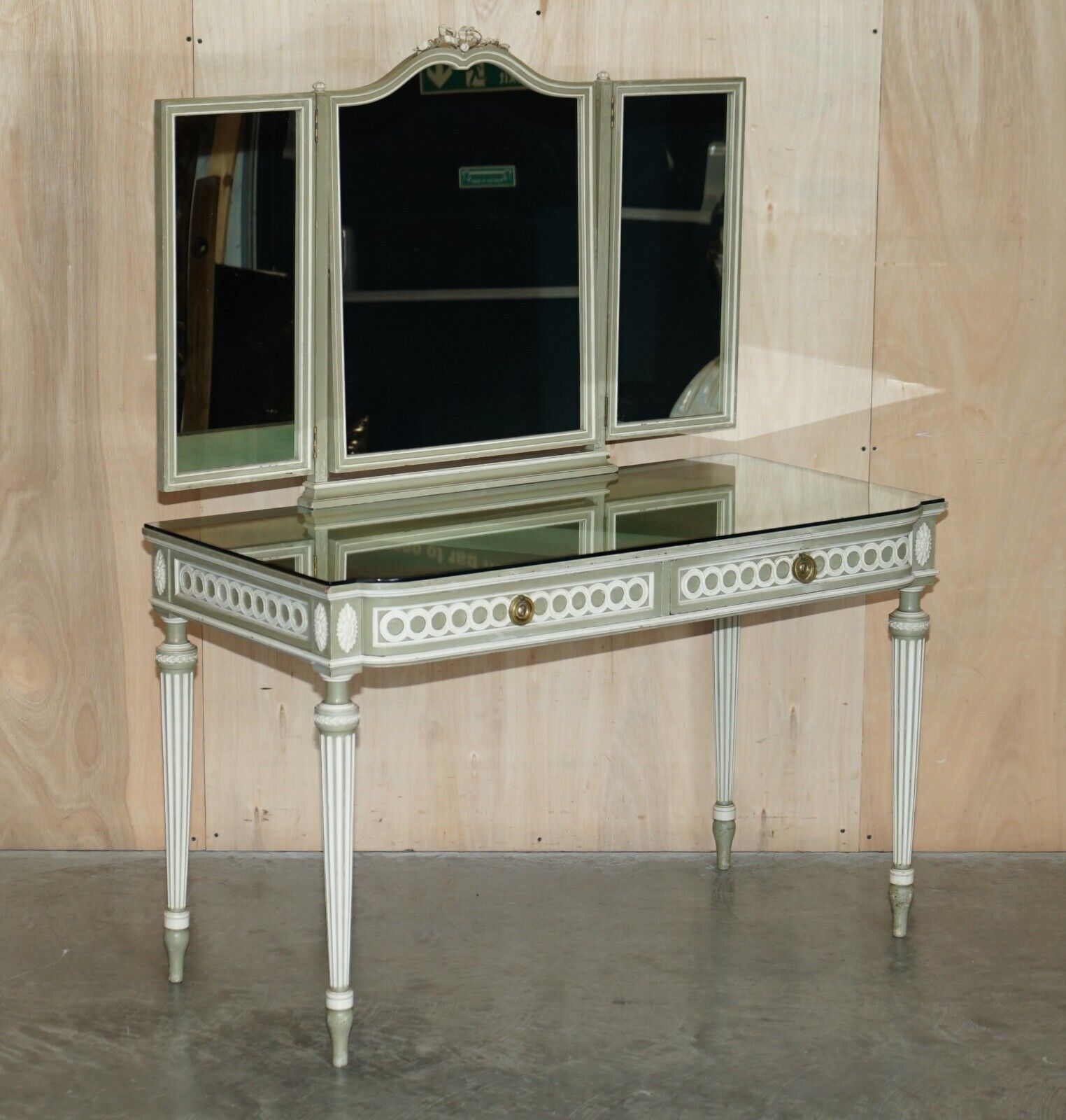 Antique Stamped Mellier & Co Anglo French Shabby Chic Dressing Table Part Set