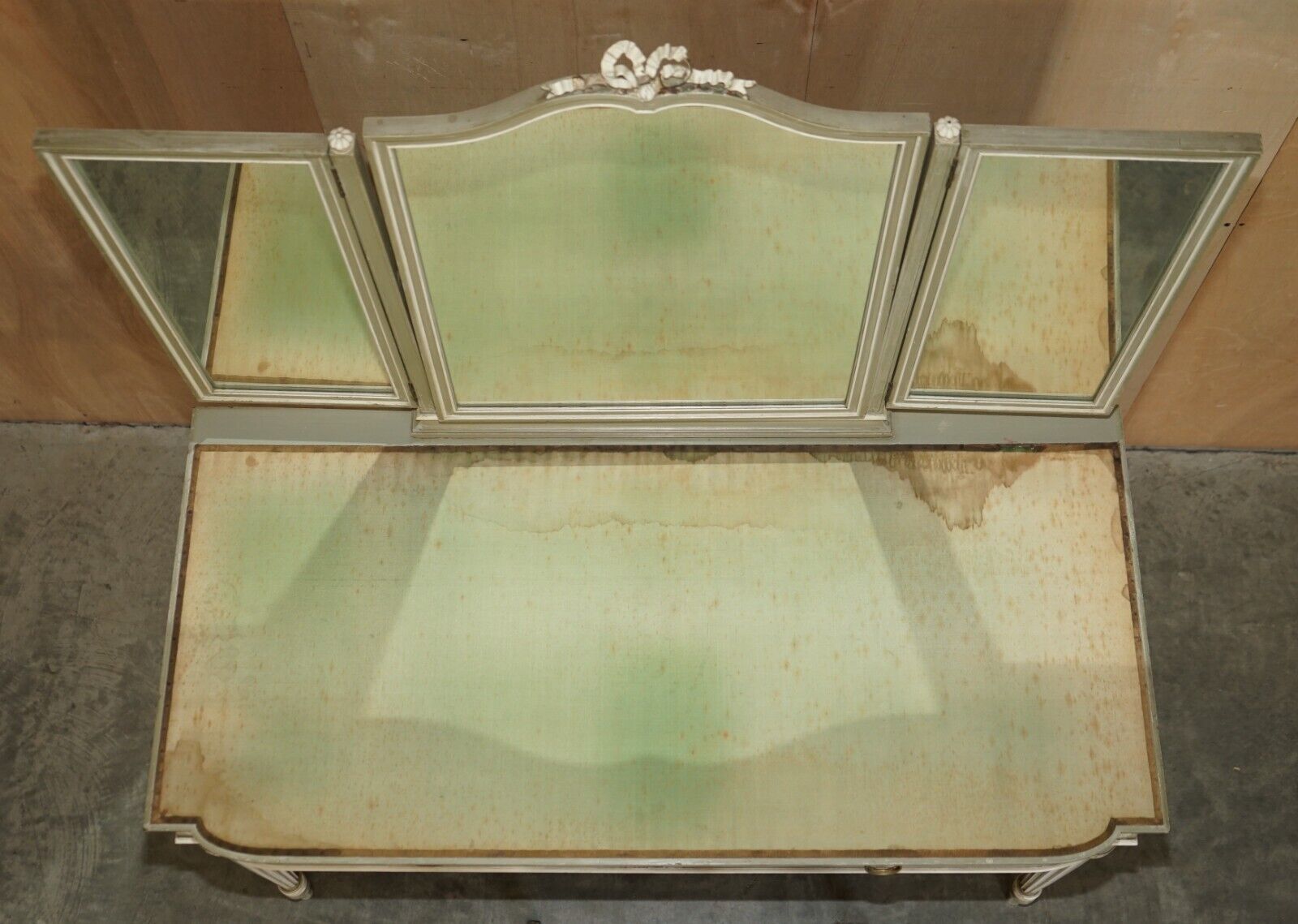 photo furniture Antique Stamped Mellier & Co Anglo French Shabby Chic Dressing Table Part Set
