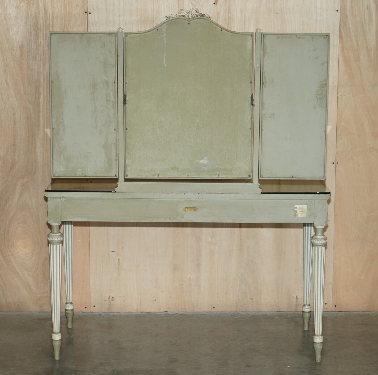 Furniture Antique Stamped Mellier & Co Anglo French Shabby Chic Dressing Table Part Set photo