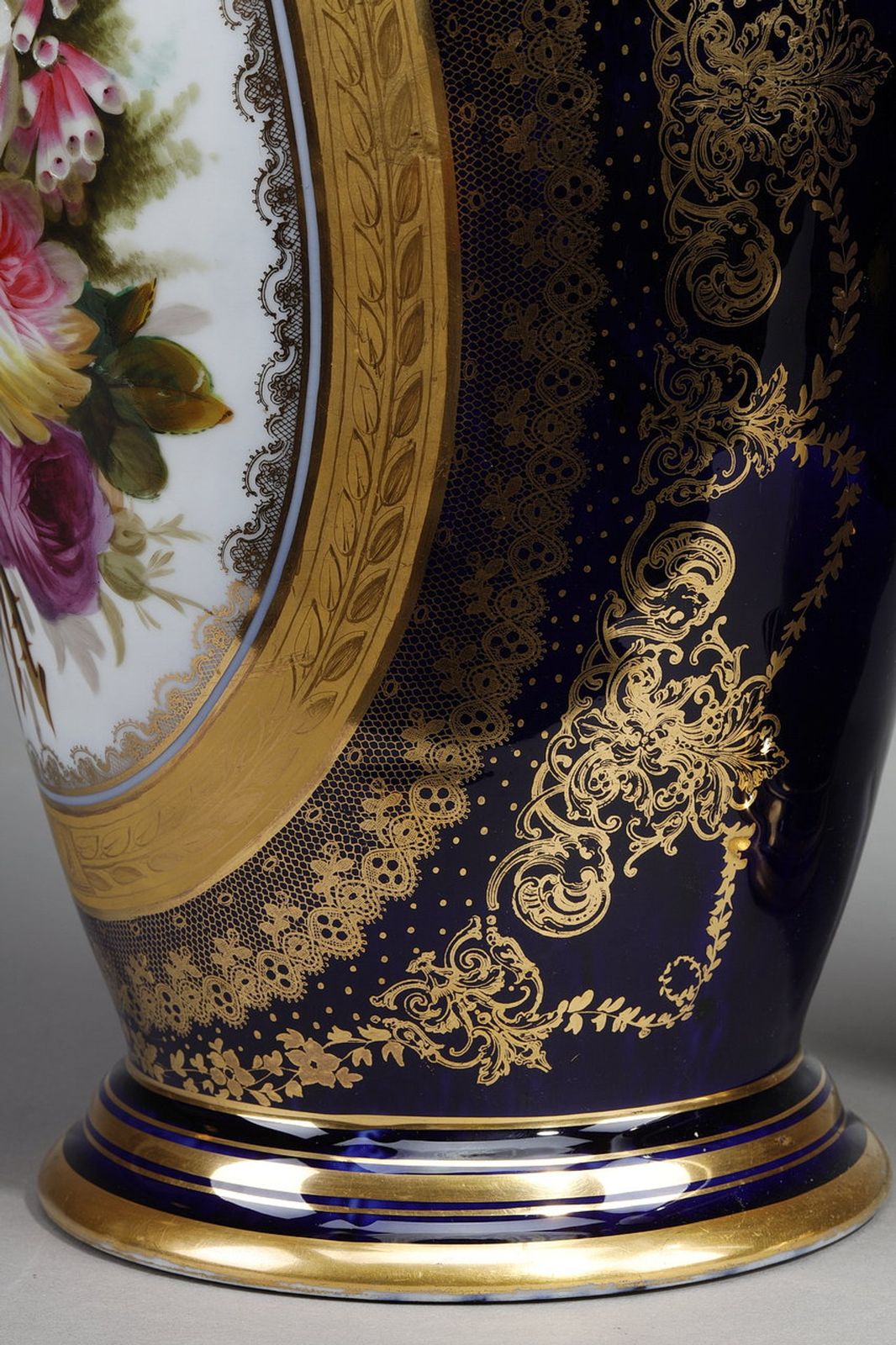 photo for sale Pair Of Large Porcelain Vases With "Valentine Blue" Background
