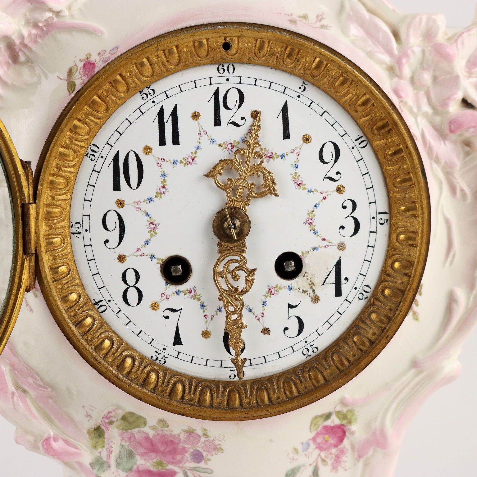 Countertop Clock Baroque Style Porcelain France XIX Century photo for sale