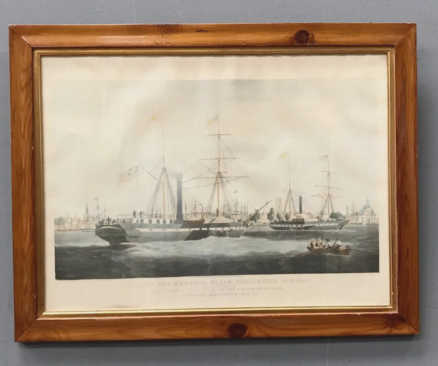 Framed English Engraving Merchant Navy