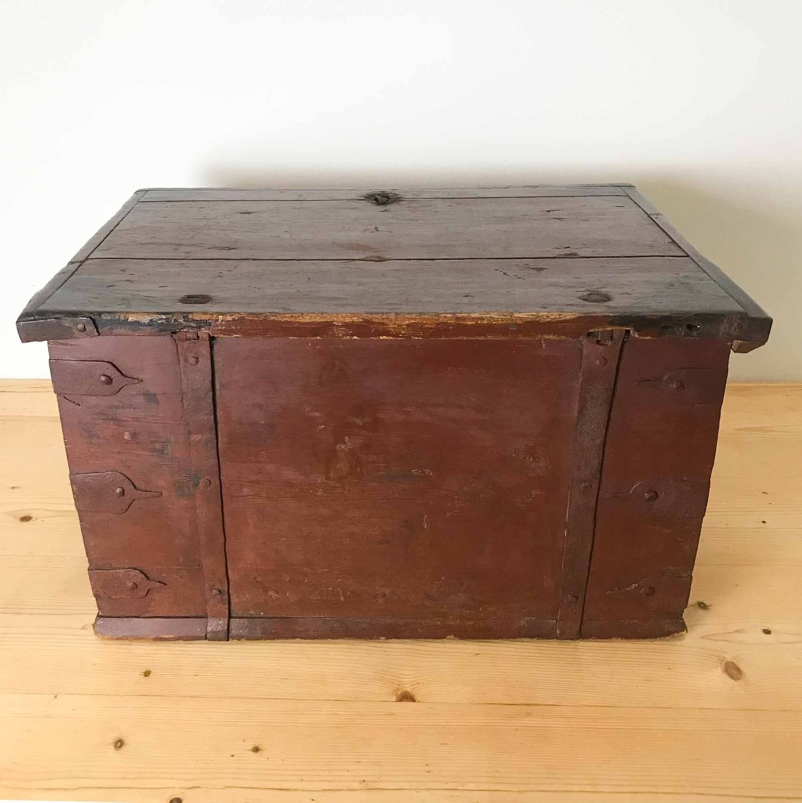 435.0 Antique Scandinavian Painted Pine Box, Dated 1837 photo