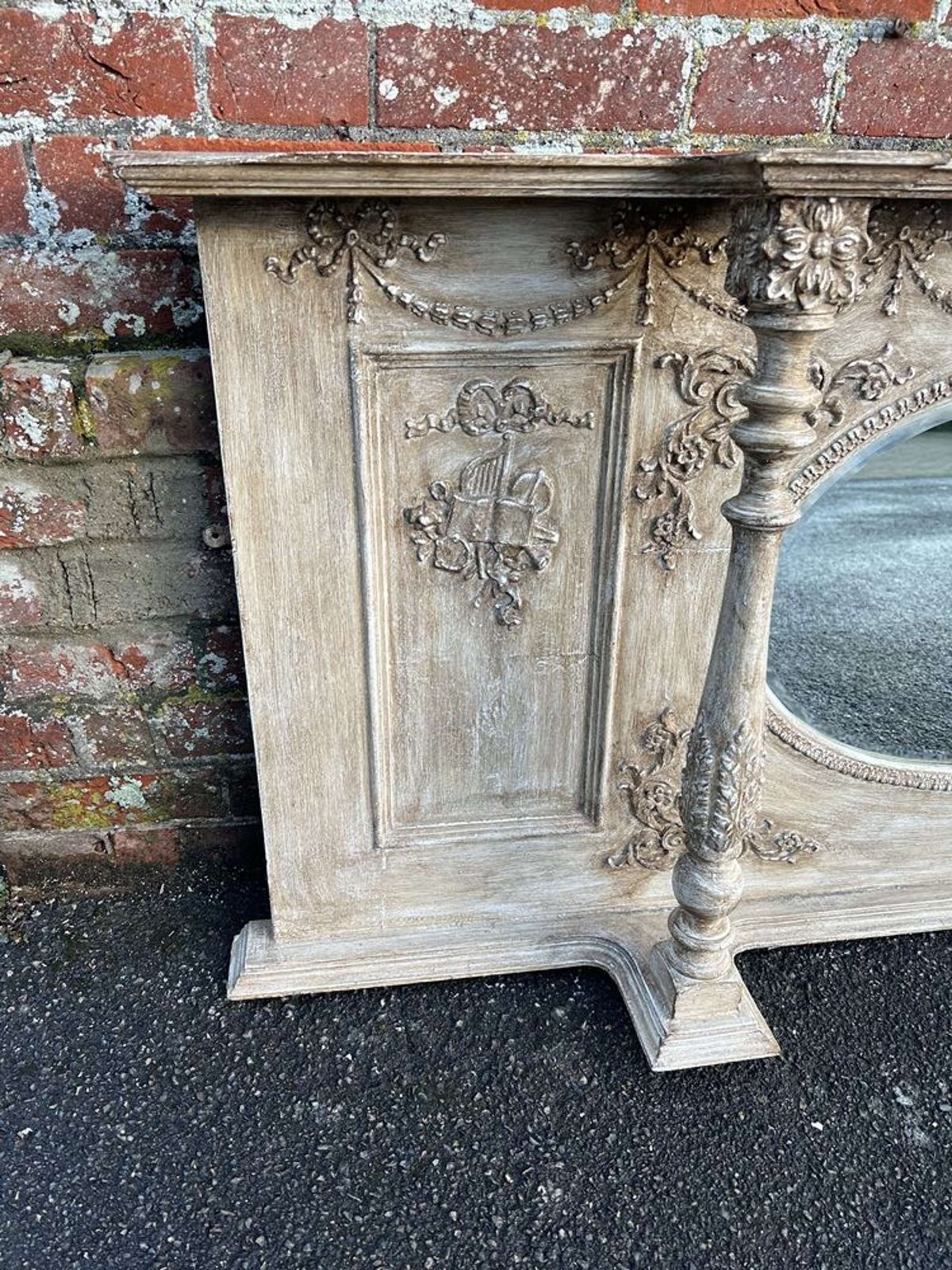 A Fabulous Antique 19th C English Painted Overmantle Mirror. photo furniture