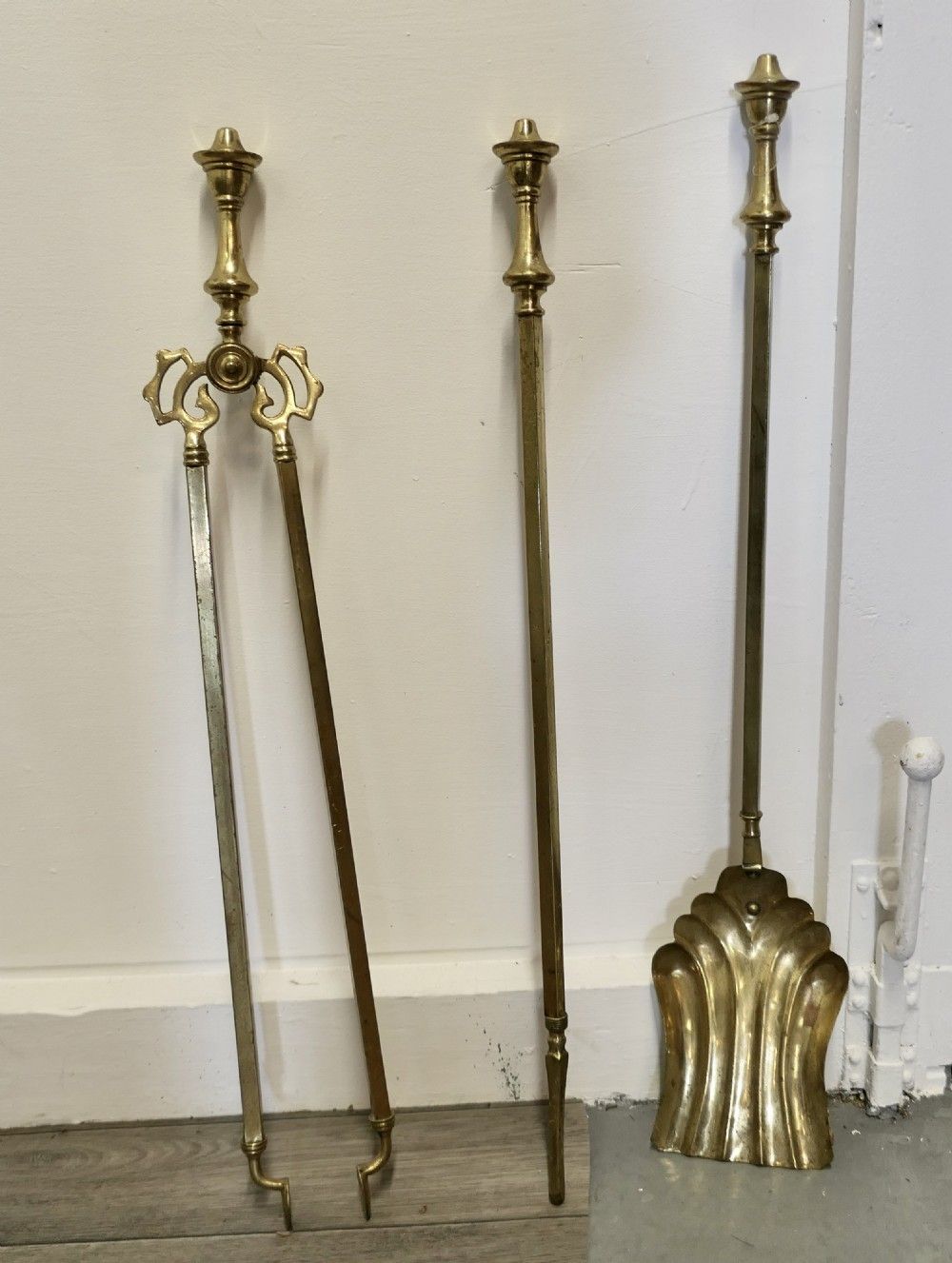 Set Of Arts And Crafts Brass Fireside Tools photo for sale