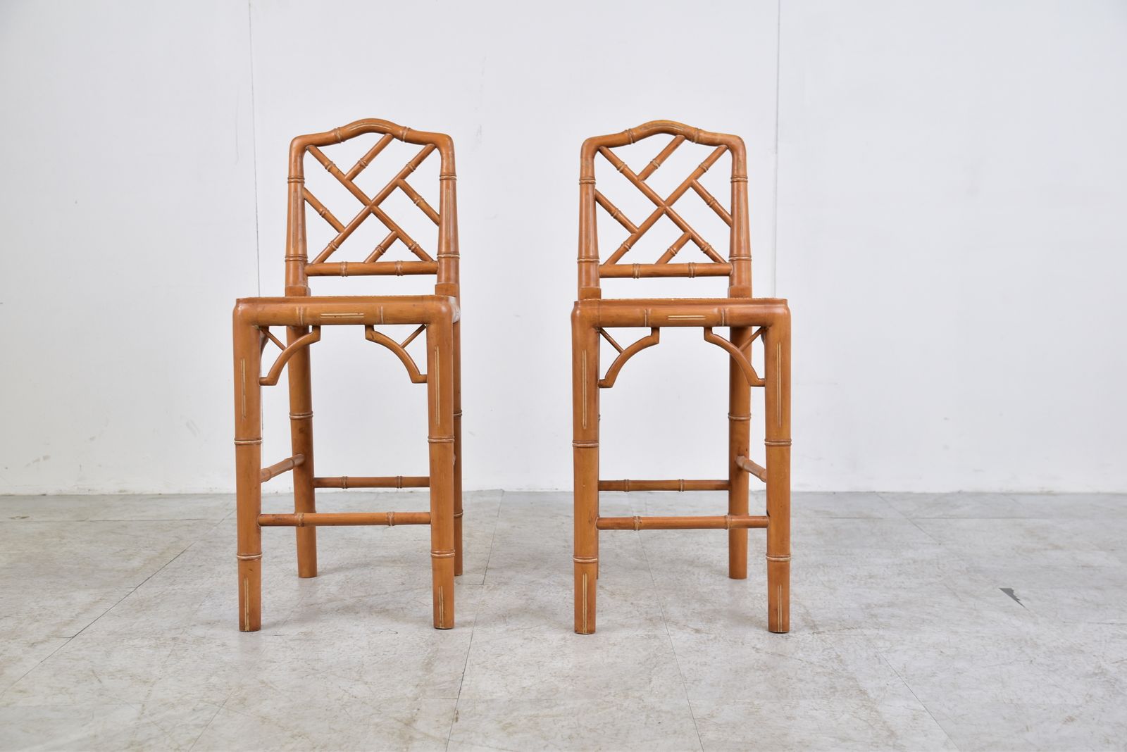 Pair Of Faux Bamboo Children Chairs, 1960s photo furniture
