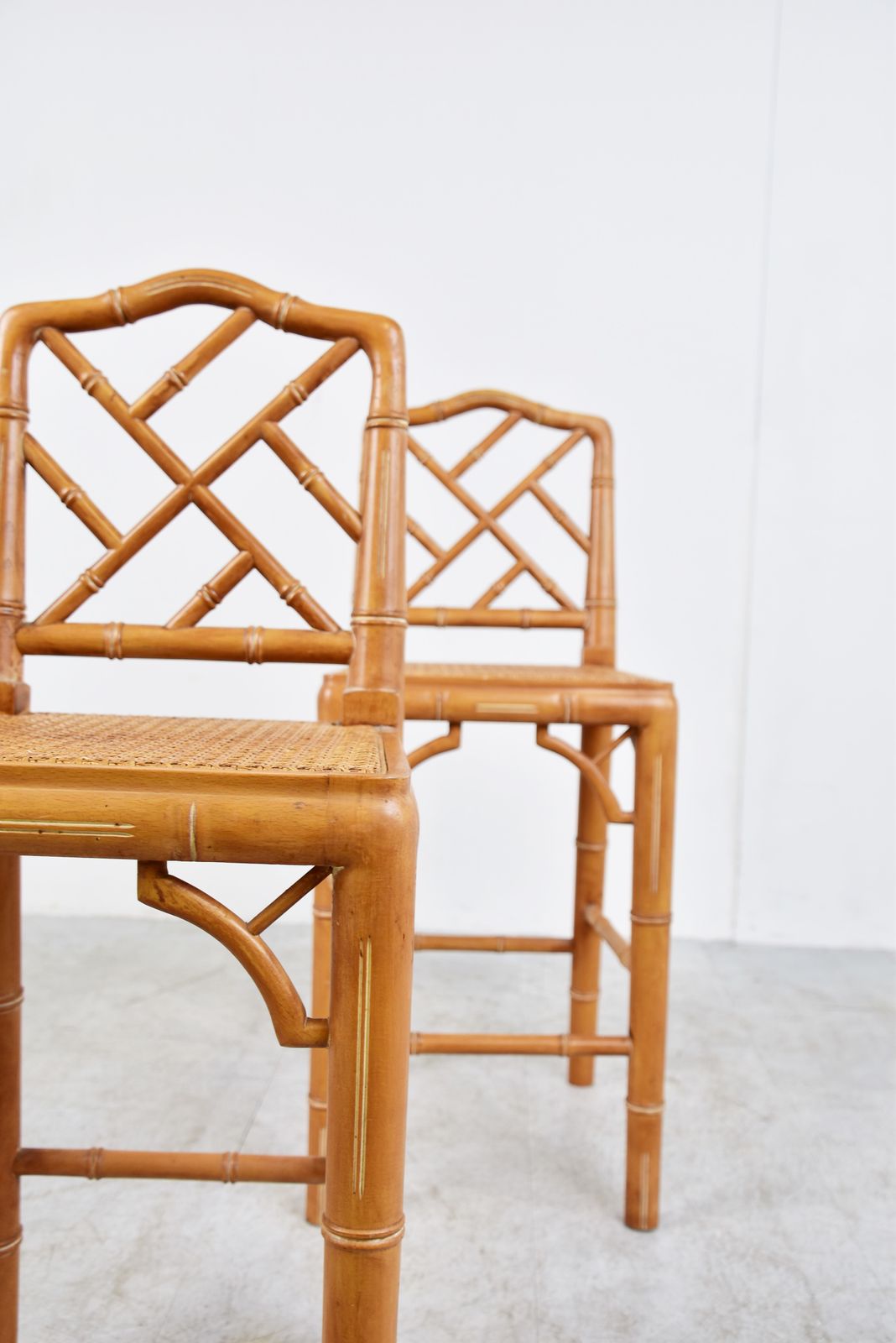 Pair Of Faux Bamboo Children Chairs, 1960s photo vintage