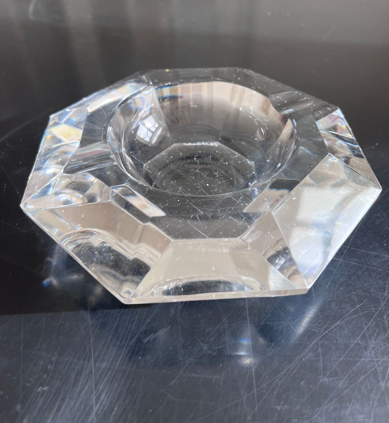 Two Crystal Diamond Ashtrays, 1970s photo for sale
