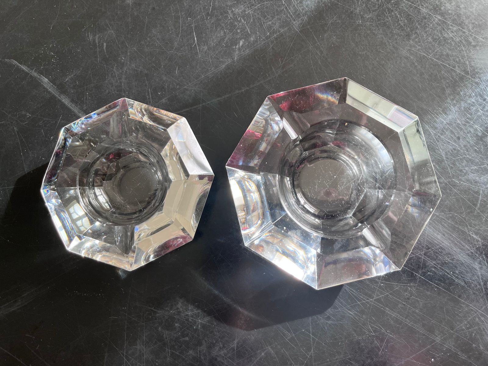 Two Crystal Diamond Ashtrays, 1970s photo buy