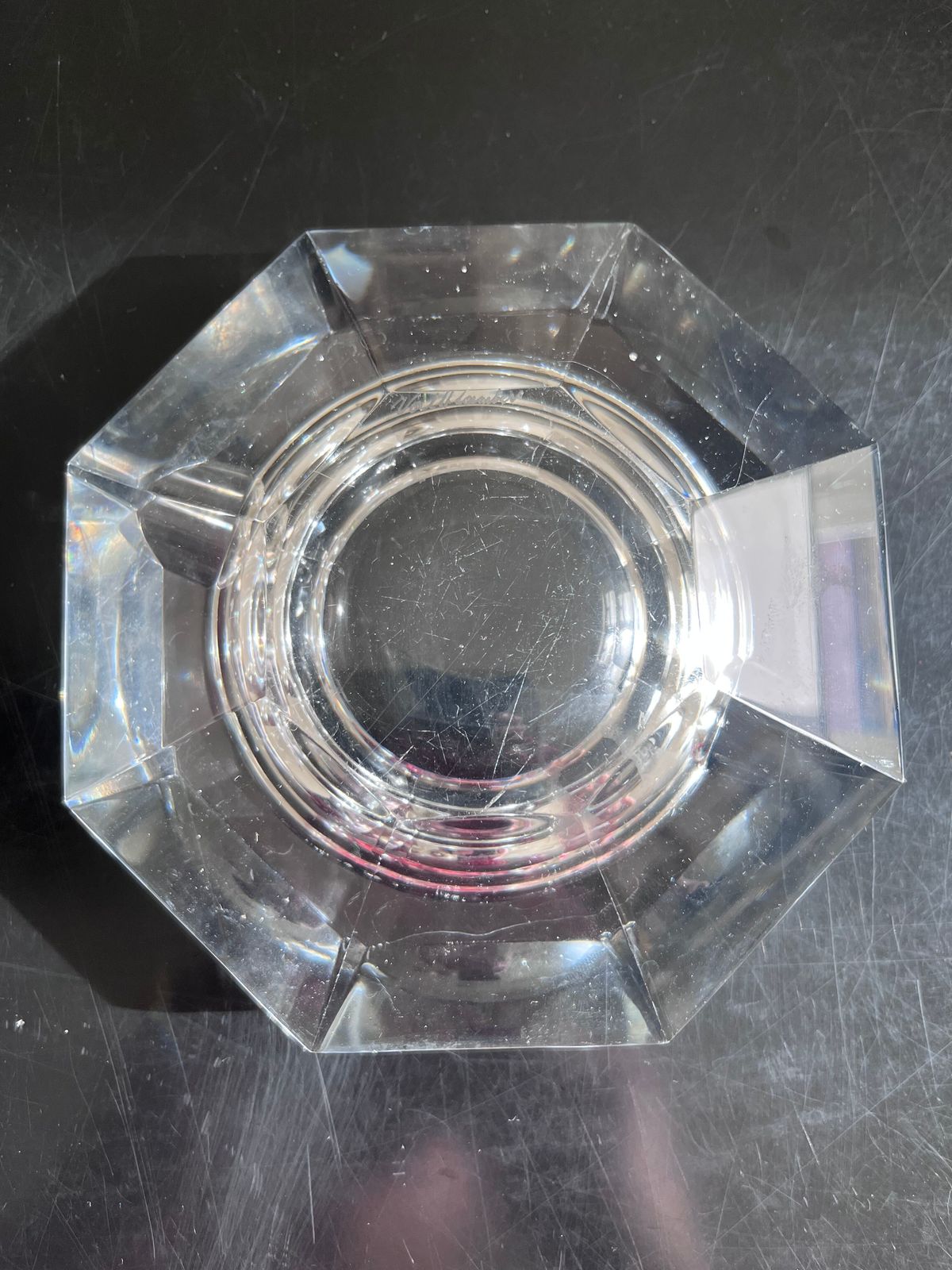 Two Crystal Diamond Ashtrays, 1970s photo vintage