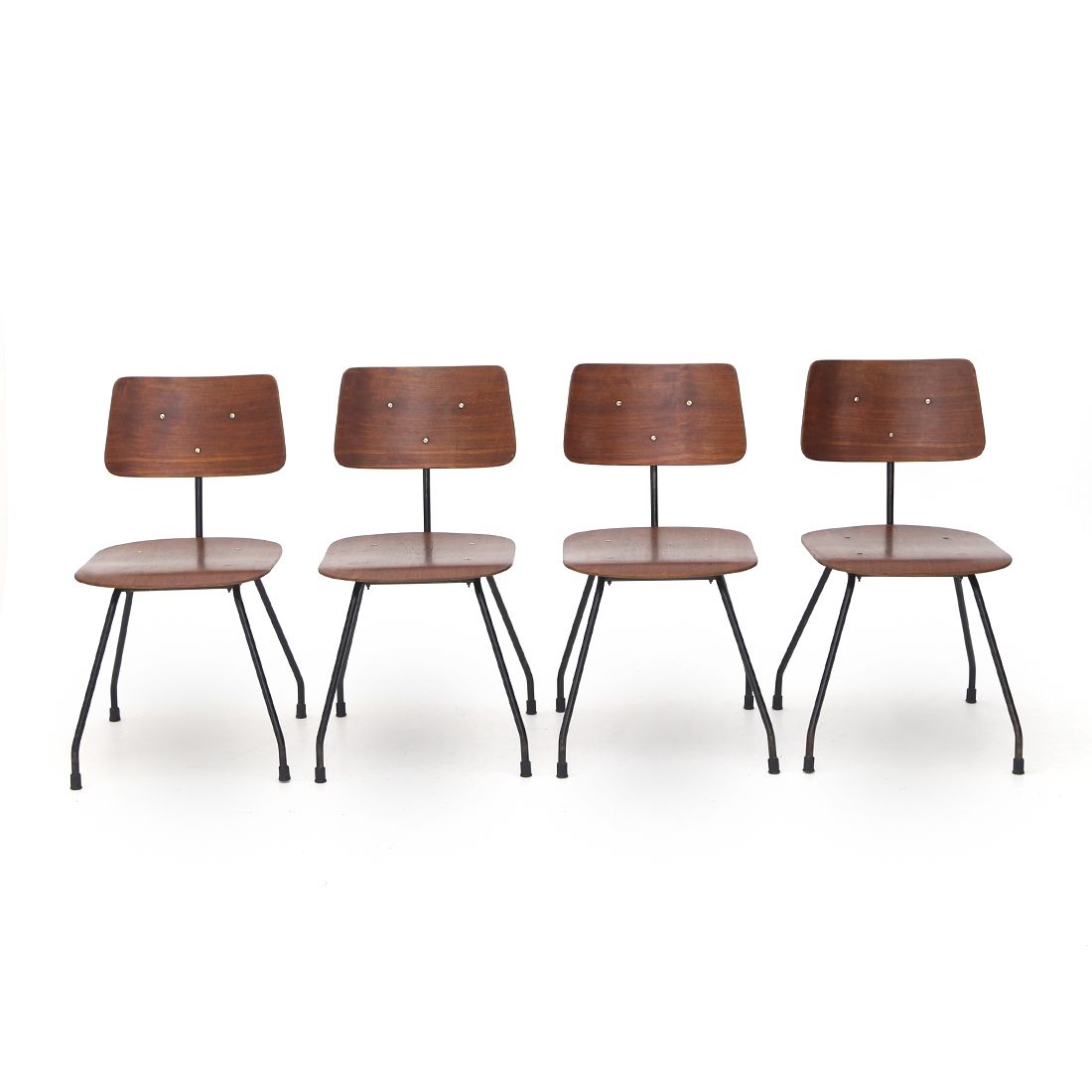 4 Chairs In Curved Plywood And Metal, 1950s photo furniture