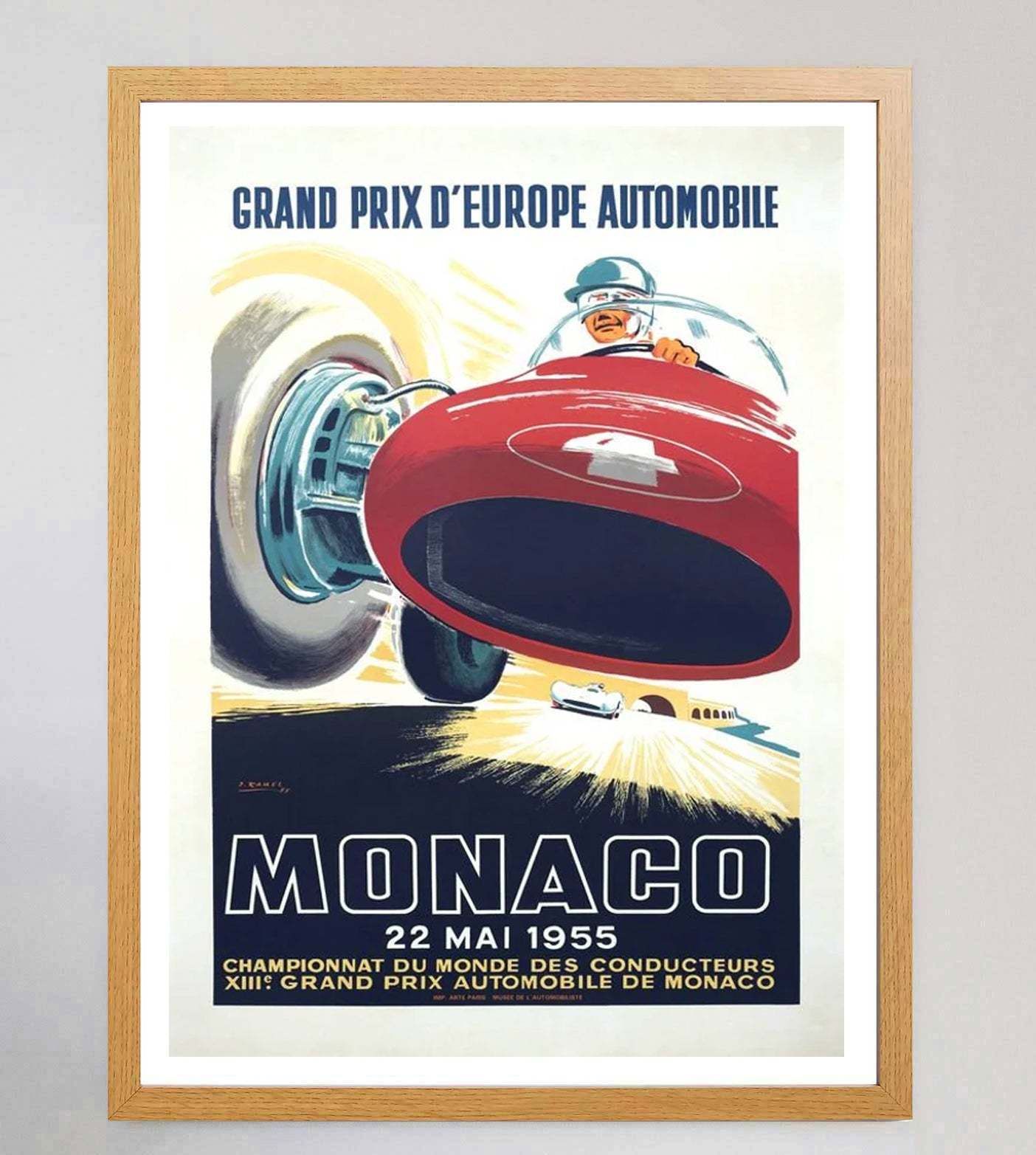 1955 Monaco Grand Prix Original Vintage Poster photo Art