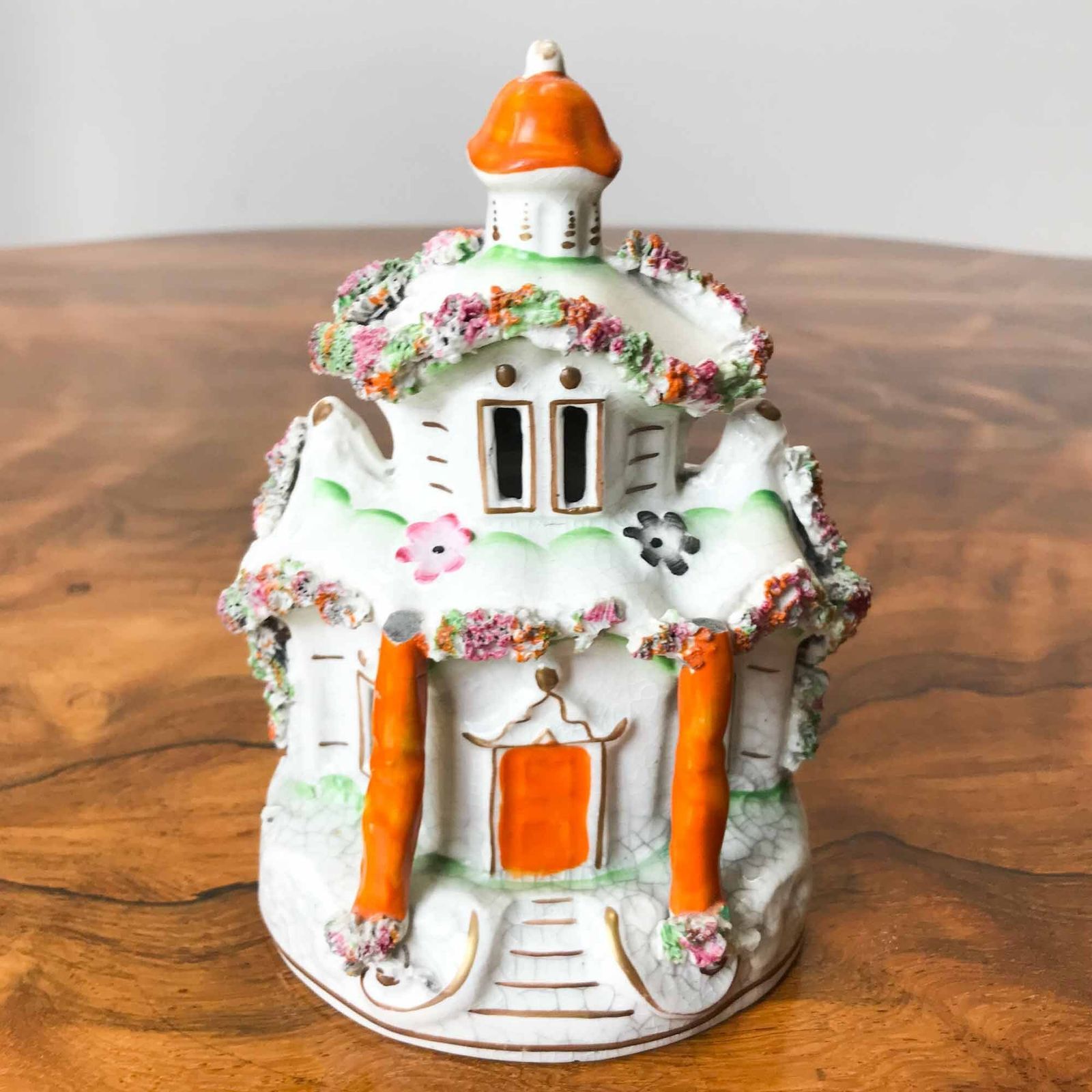 Victorian Staffordshire Pottery Cottage Pastille Burner photo furniture