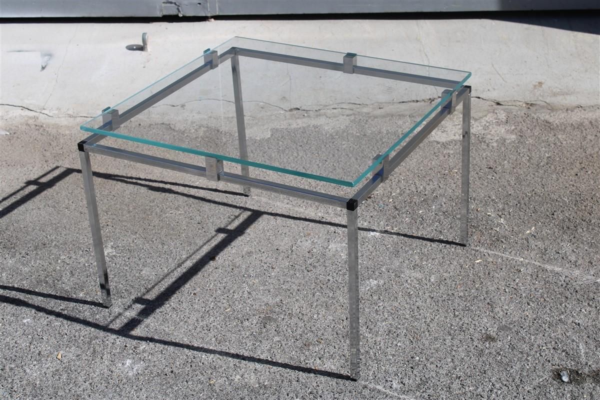 Coffee And Cocktail Tables Italian Design Minimal Steel Glass Top Square 1970 photo furniture