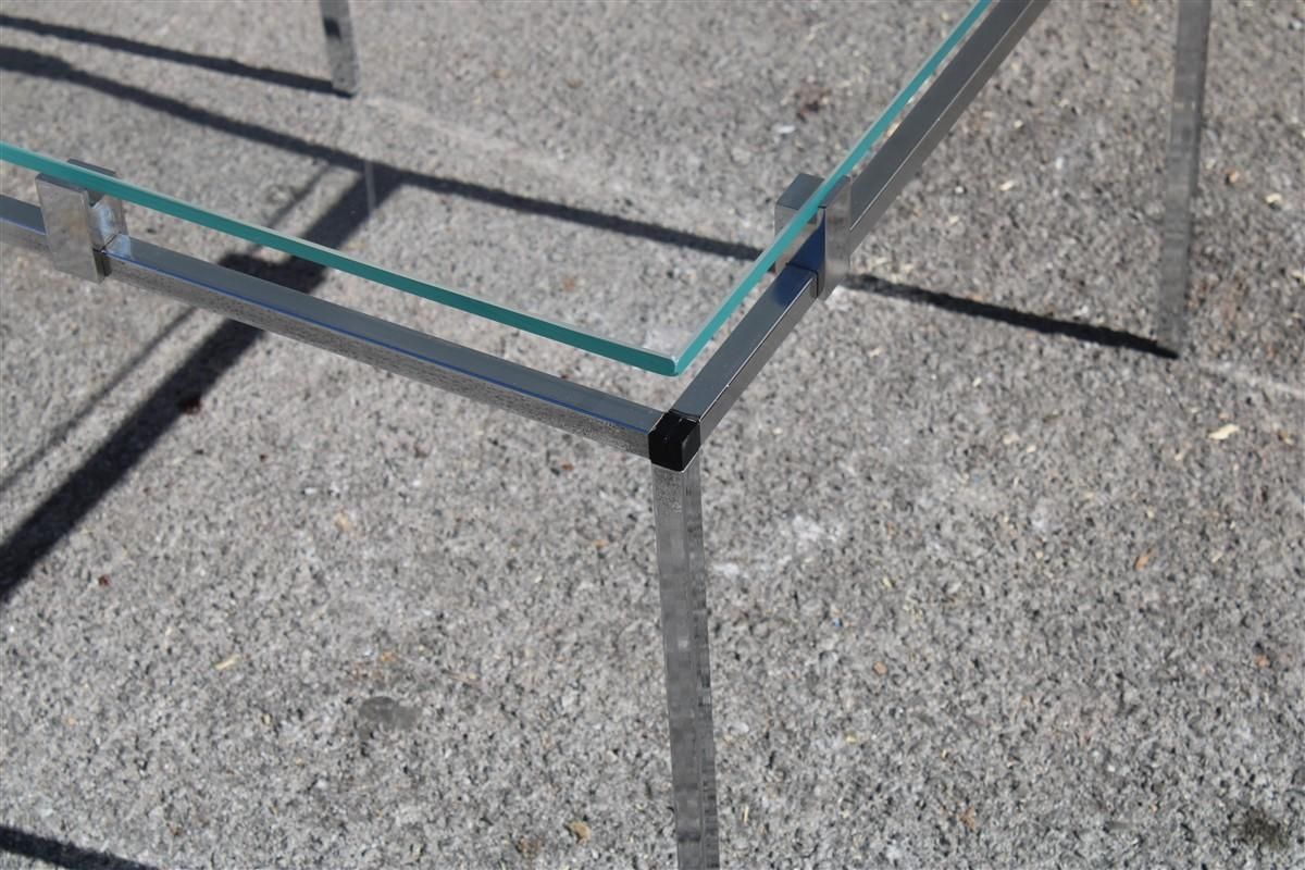 Coffee And Cocktail Tables Italian Design Minimal Steel Glass Top Square 1970 photo for sale