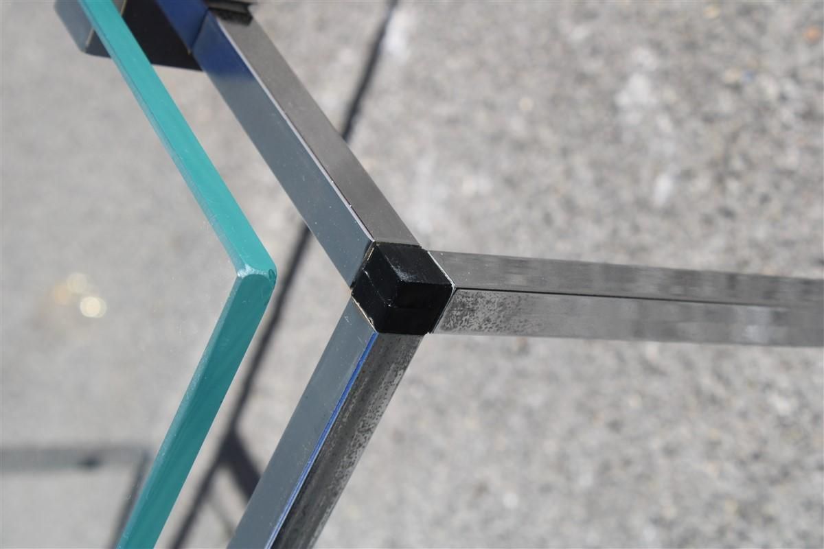 Coffee And Cocktail Tables Italian Design Minimal Steel Glass Top Square 1970 photo vinterior