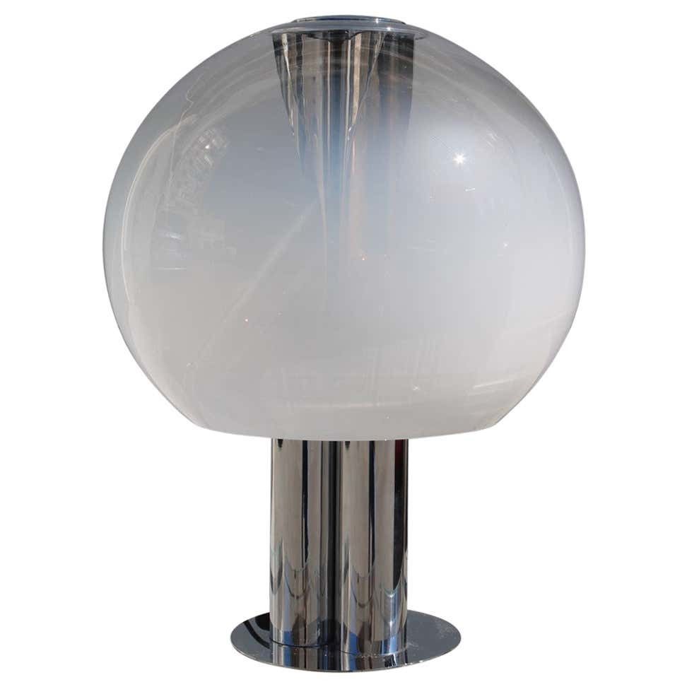 Italian Table Lamp Pop Art Selenova Steel And Murano Glass 1970s