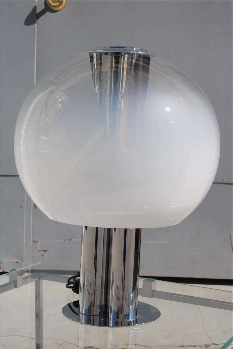 Italian Table Lamp Pop Art Selenova Steel And Murano Glass 1970s photo for sale