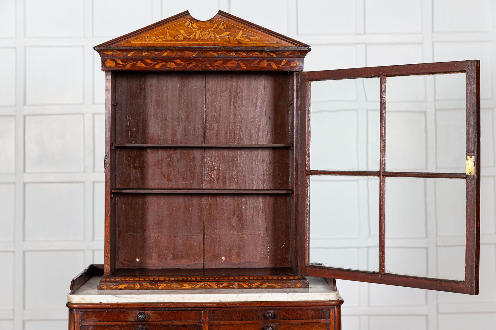 19th Century Dutch Mahogany Marquetry Inlaid Display Cabinet photo Furniture