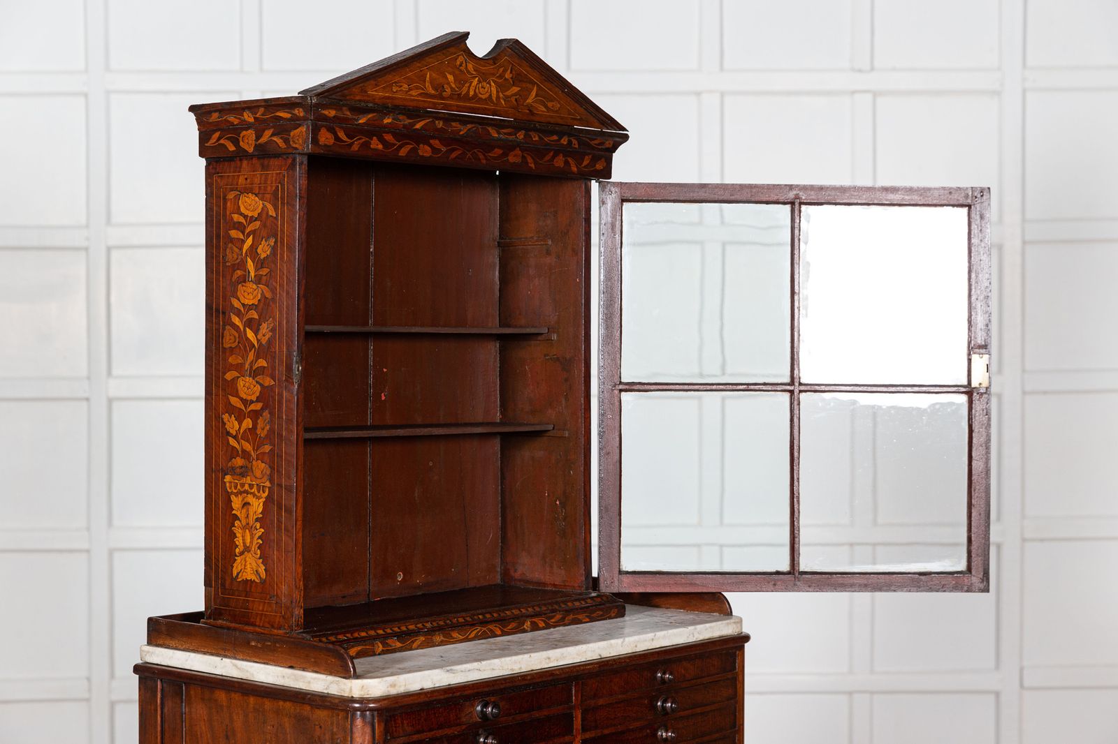 19th Century Dutch Mahogany Marquetry Inlaid Display Cabinet photo vinterior