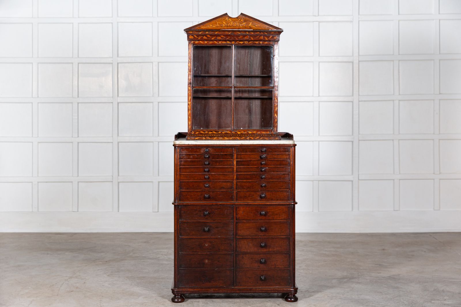 19th Century Dutch Mahogany Marquetry Inlaid Display Cabinet photo vintage
