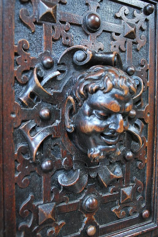 Antique Italian Oak Renaissance Revival Collectors Cabinet On Stand photo buy